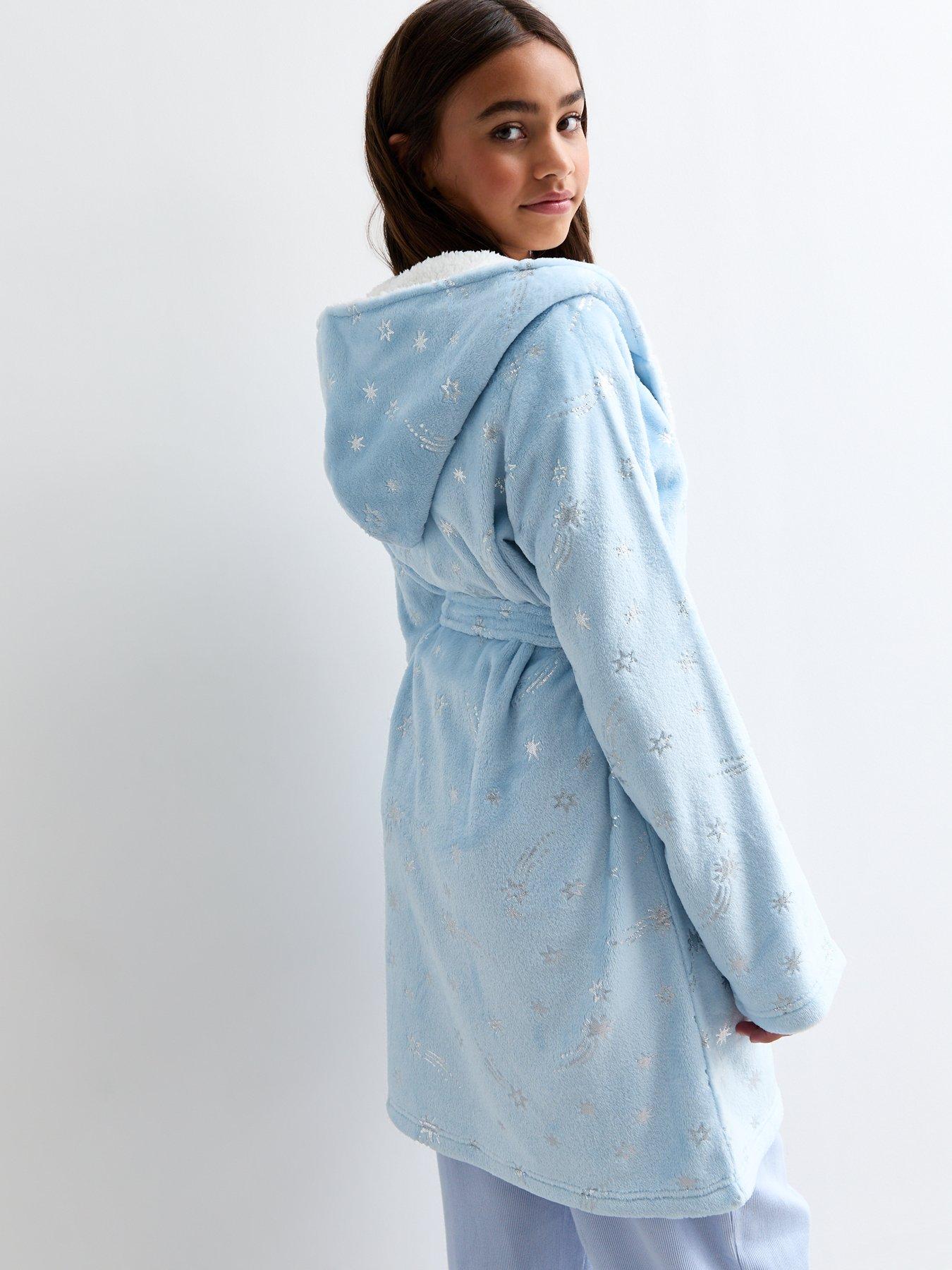 new-look-915-girls-blue-metallic-star-fleece-dressing-gownstillFront