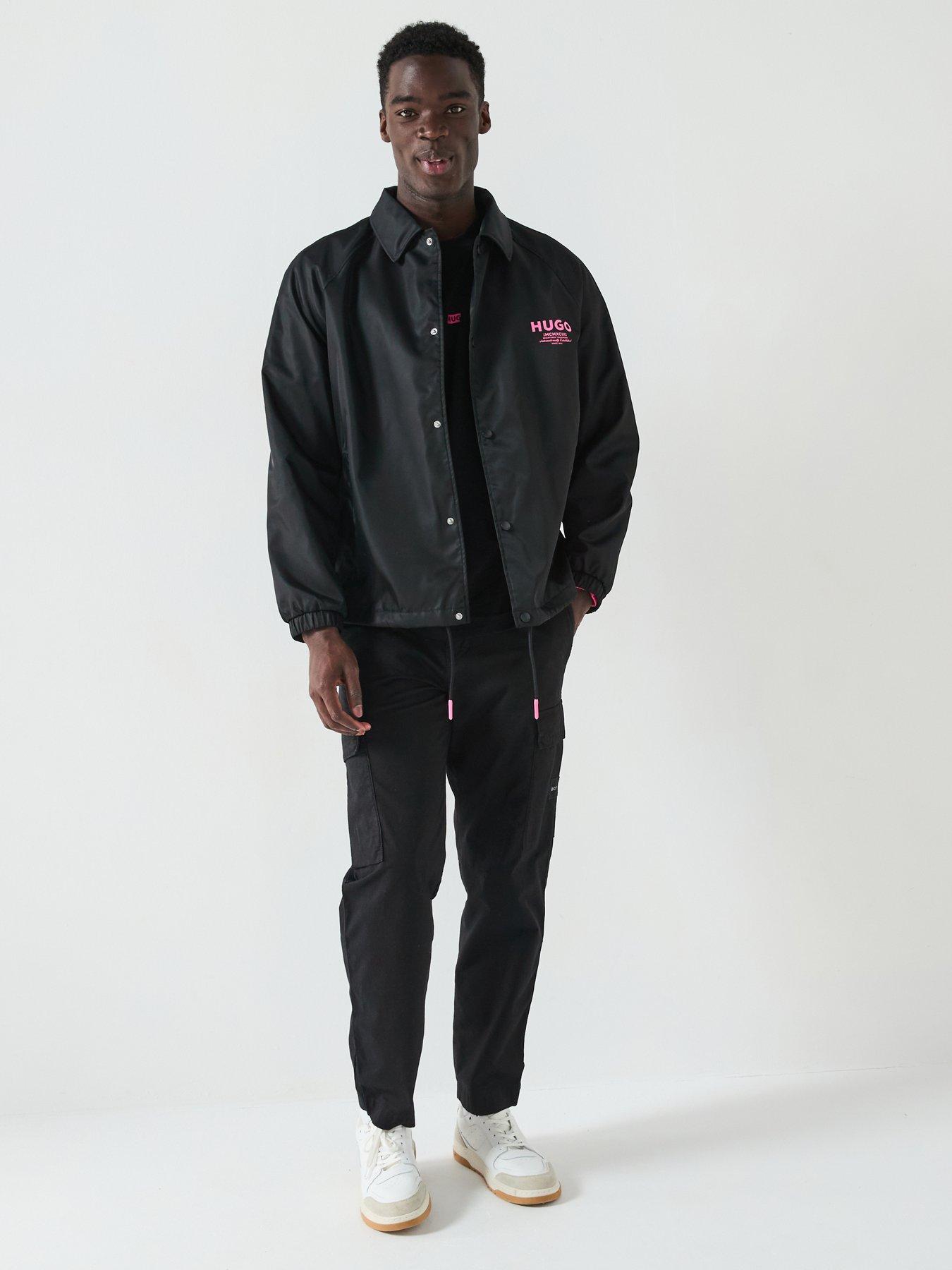 Image 6 of 6 of HUGO Blue Biyo2521 Regular International Back Logo Coach Jacket Outerwear - Black