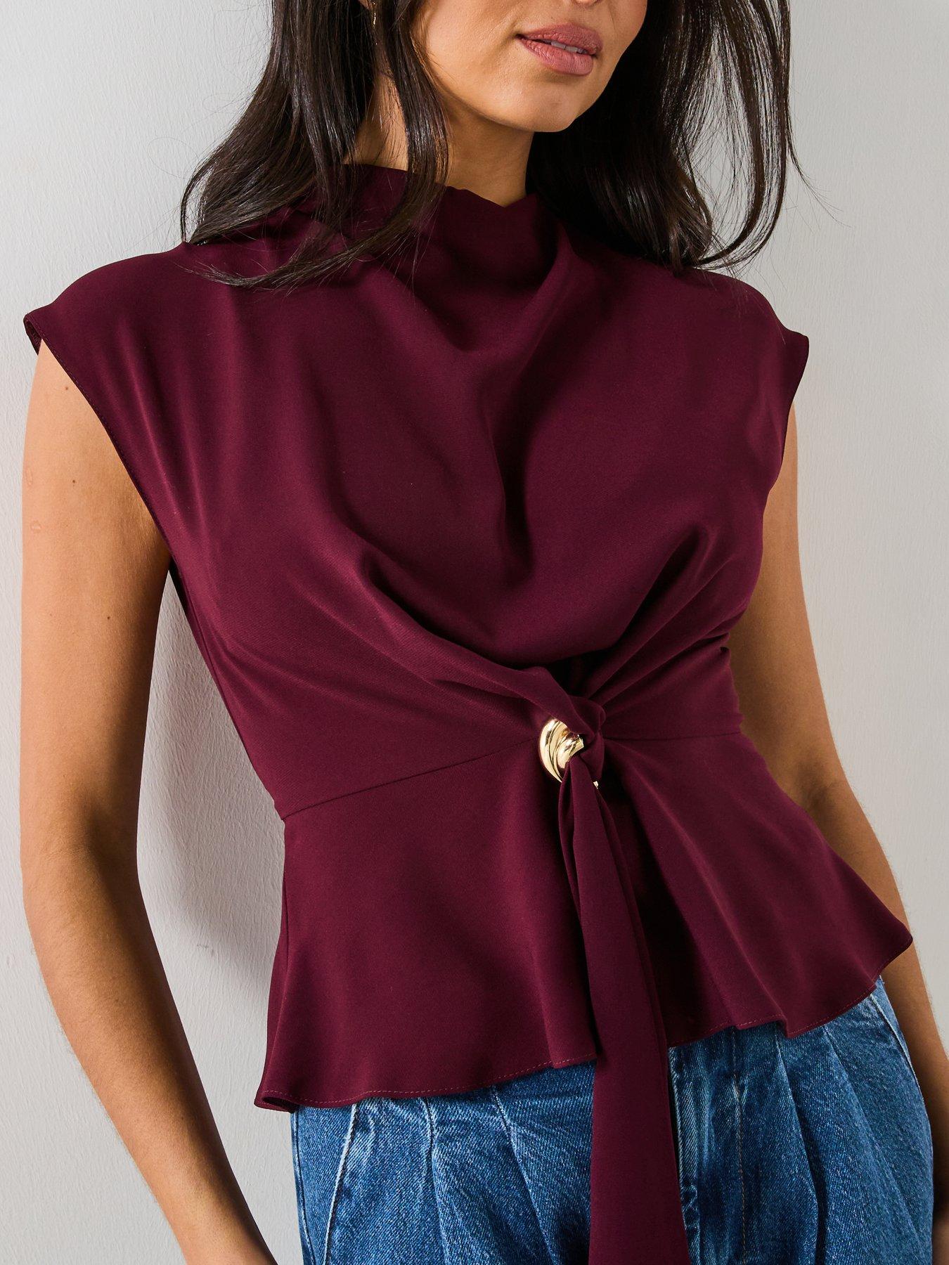 v-by-very-tie-front-cap-sleeve-top-burgundyoutfit