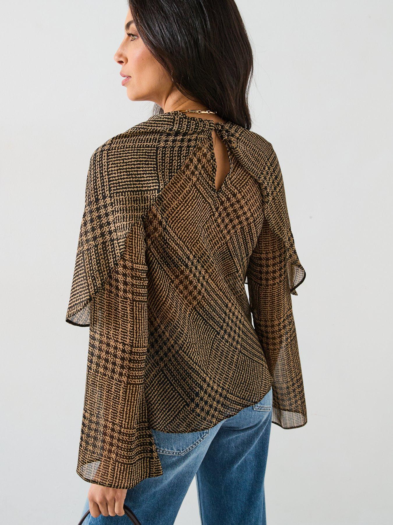 v-by-very-check-drape-blouse-brownstillFront