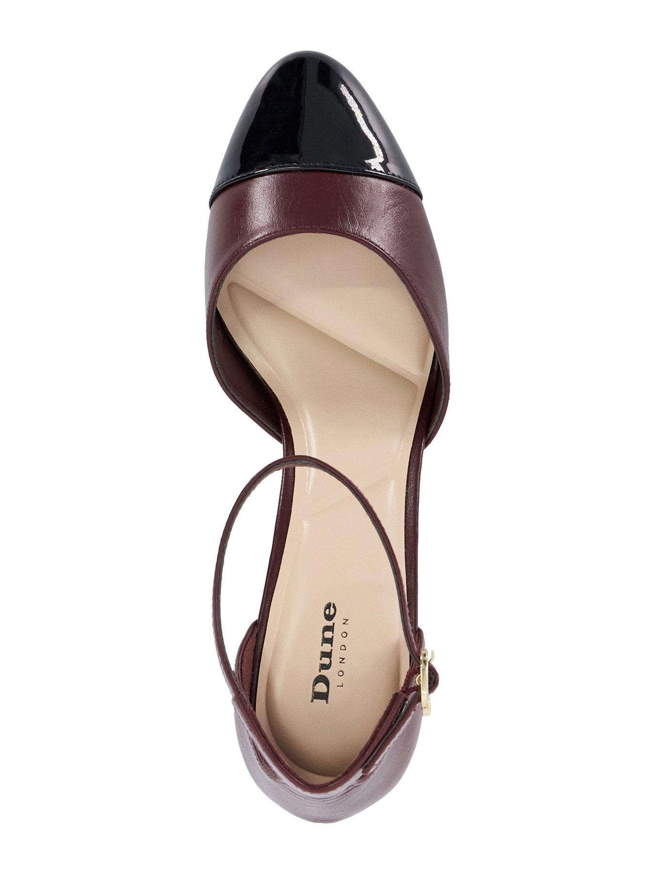 dune-london-careless-leather-block-heel-ankle-strap-courts-burgundyoutfit