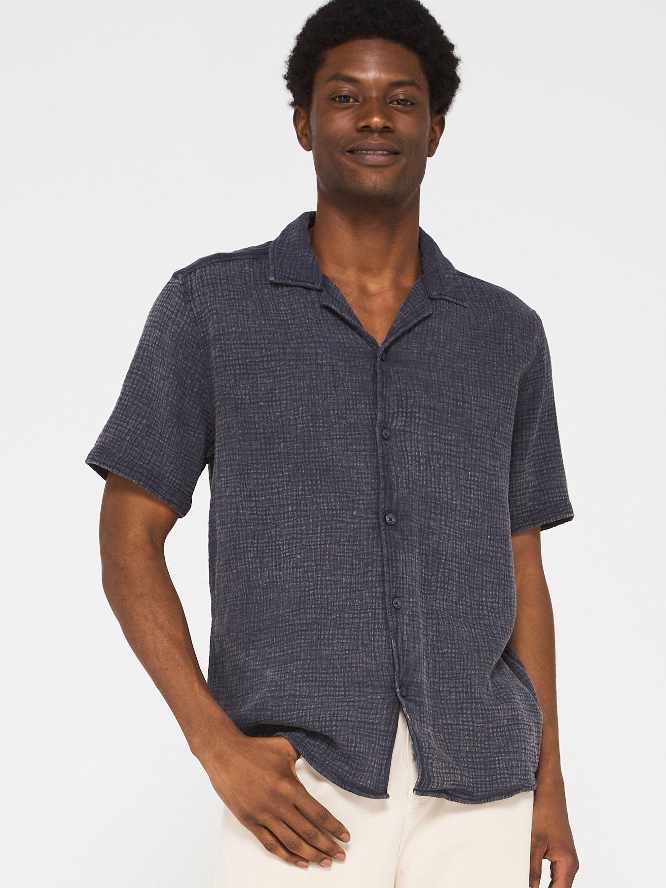 ONLY & SONS Only  &  Sons Ralph Washed Short Sleeve Resort Shirt - Dark Navy