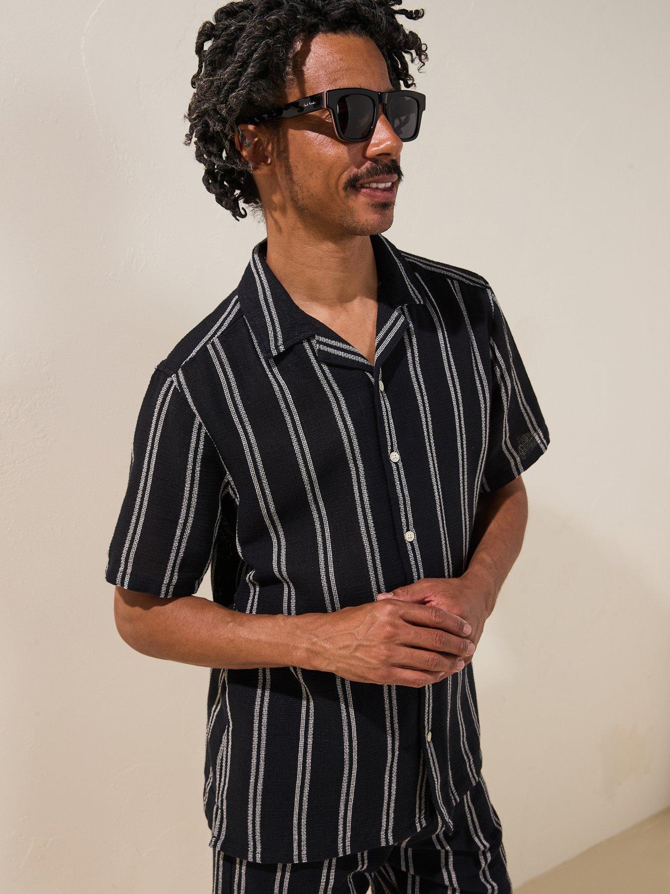 Image 6 of 6 of ONLY & SONS Trev Life&nbsp;Stripe Short Sleeve Shirt - Dark&nbsp;Navy