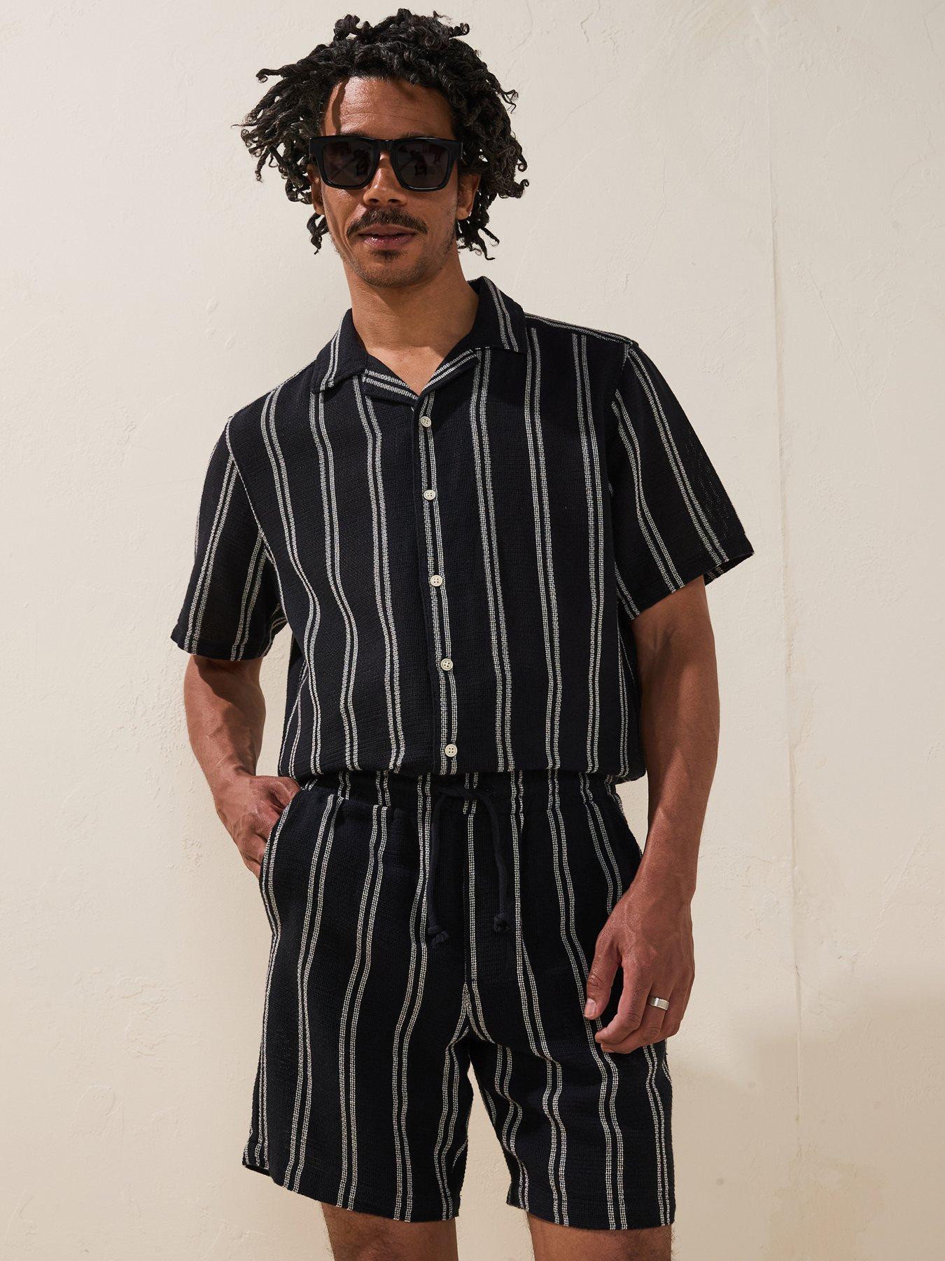 only-sons-trev-life-reg-struc-stripe-shorts-dark-navy