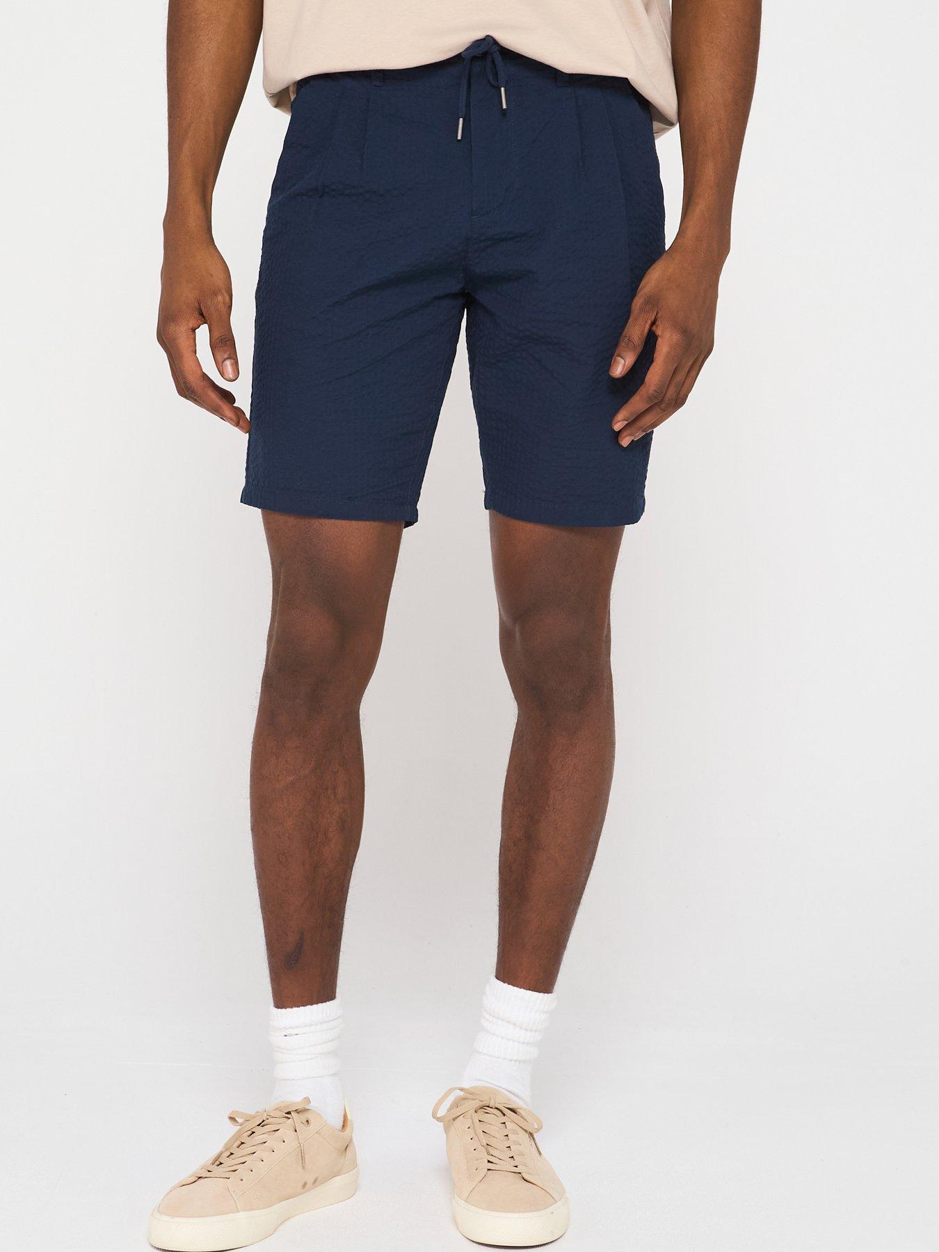 Image 1 of 5 of ONLY & SONS Only &amp; Sons Leo Life 0009 Seersucker Shorts - Navy