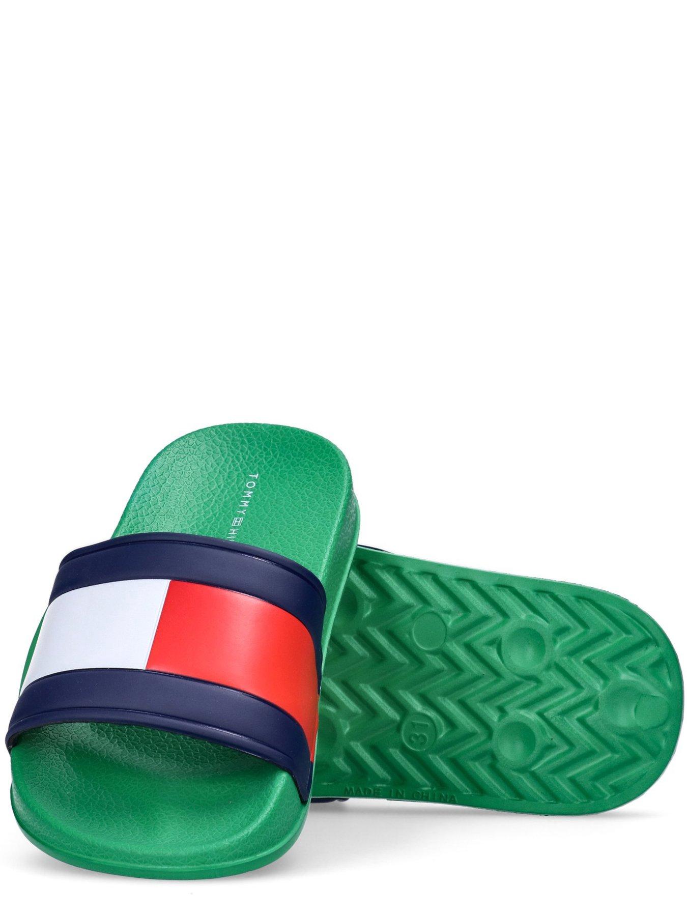 tommy-hilfiger-kids-flag-print-pool-sliders-greendetail