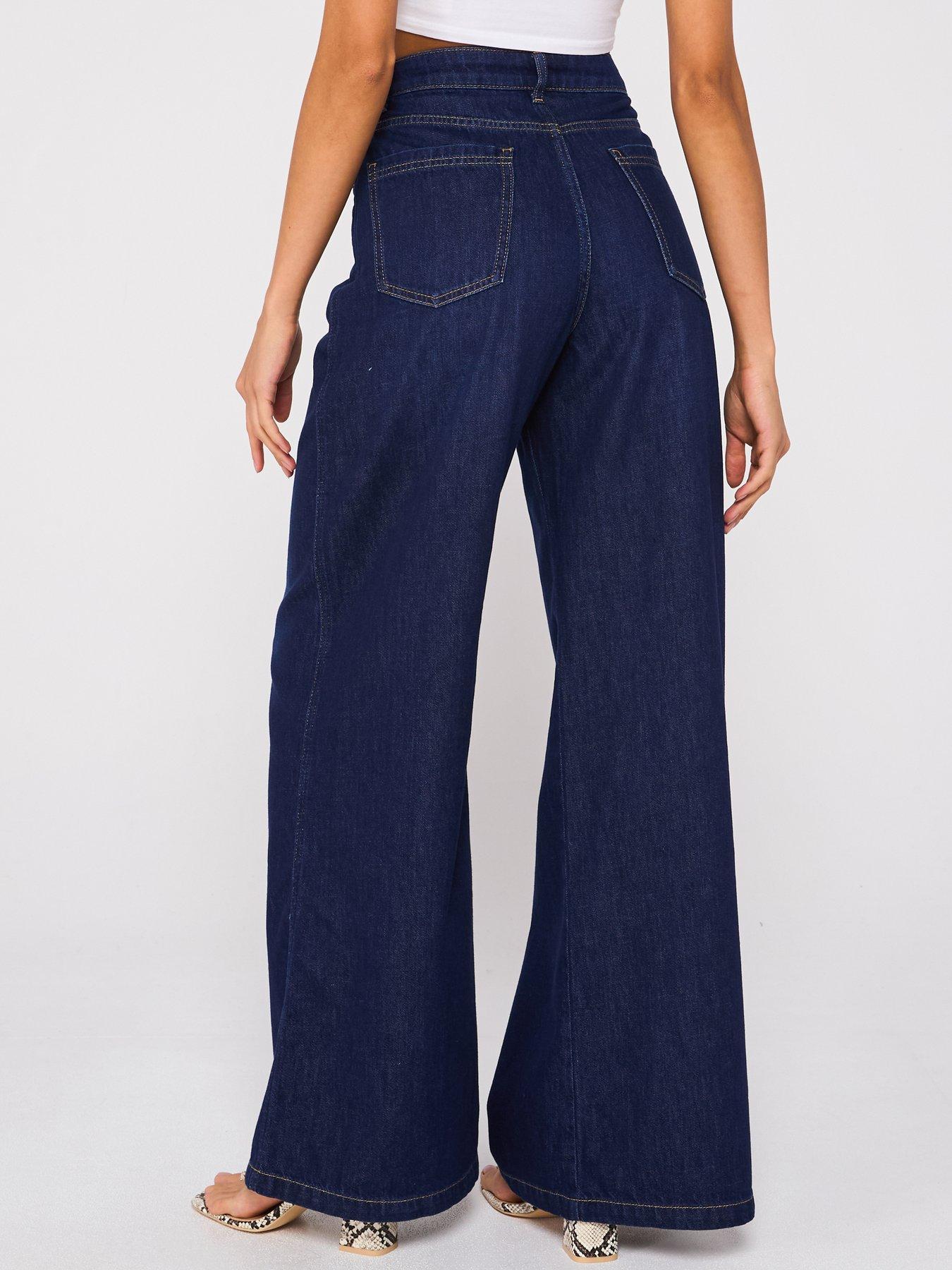 Image 2 of 6 of V by Very High Waist Palazzo Jeans - Dark Wash