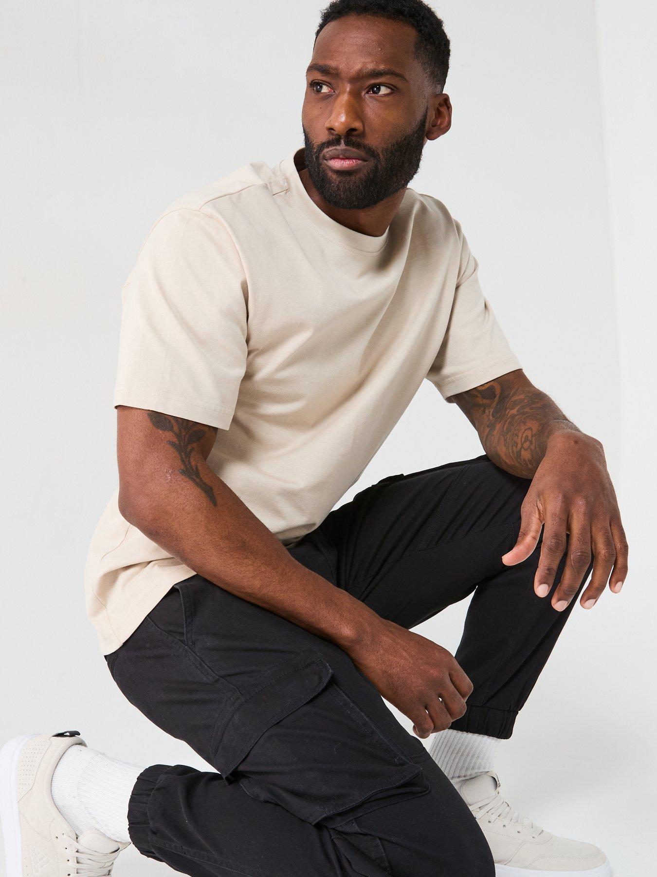 Image 5 of 6 of ONLY & SONS Fred Life Relaxed Fit Short Sleeve T-Shirt - Beige