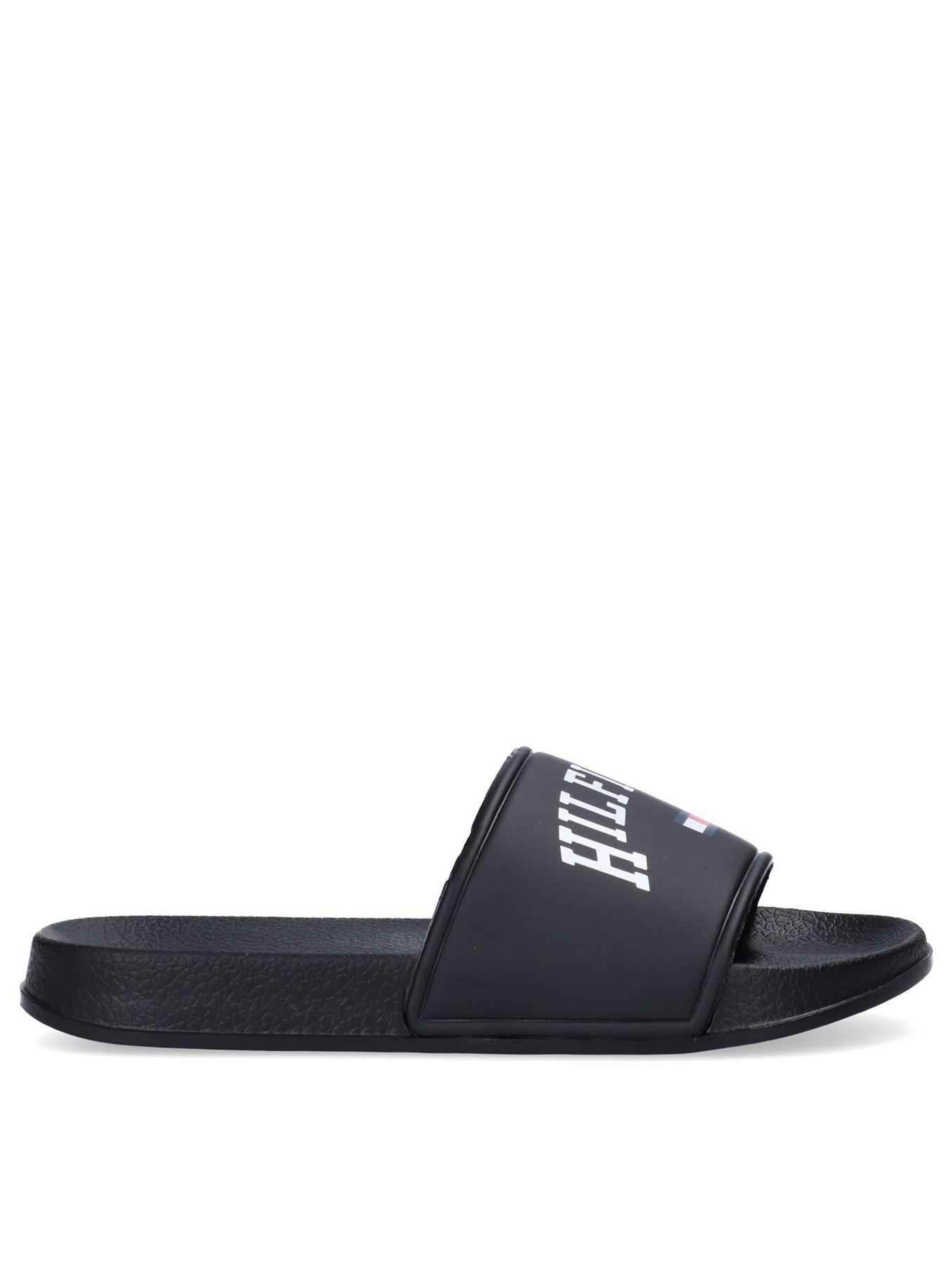 tommy-hilfiger-kids-logo-print-pool-sliders-black