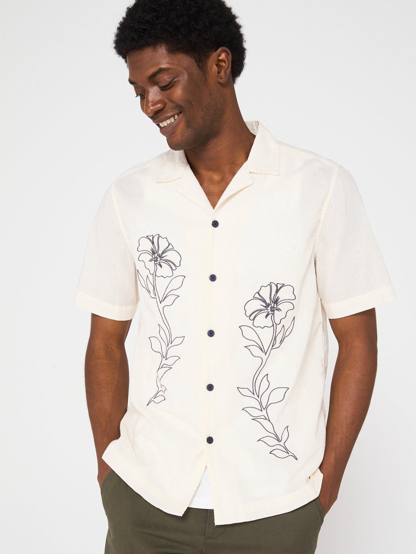Image 1 of 6 of ONLY & SONS Gali RLX Resort Short Sleeve Shirt - Egret
