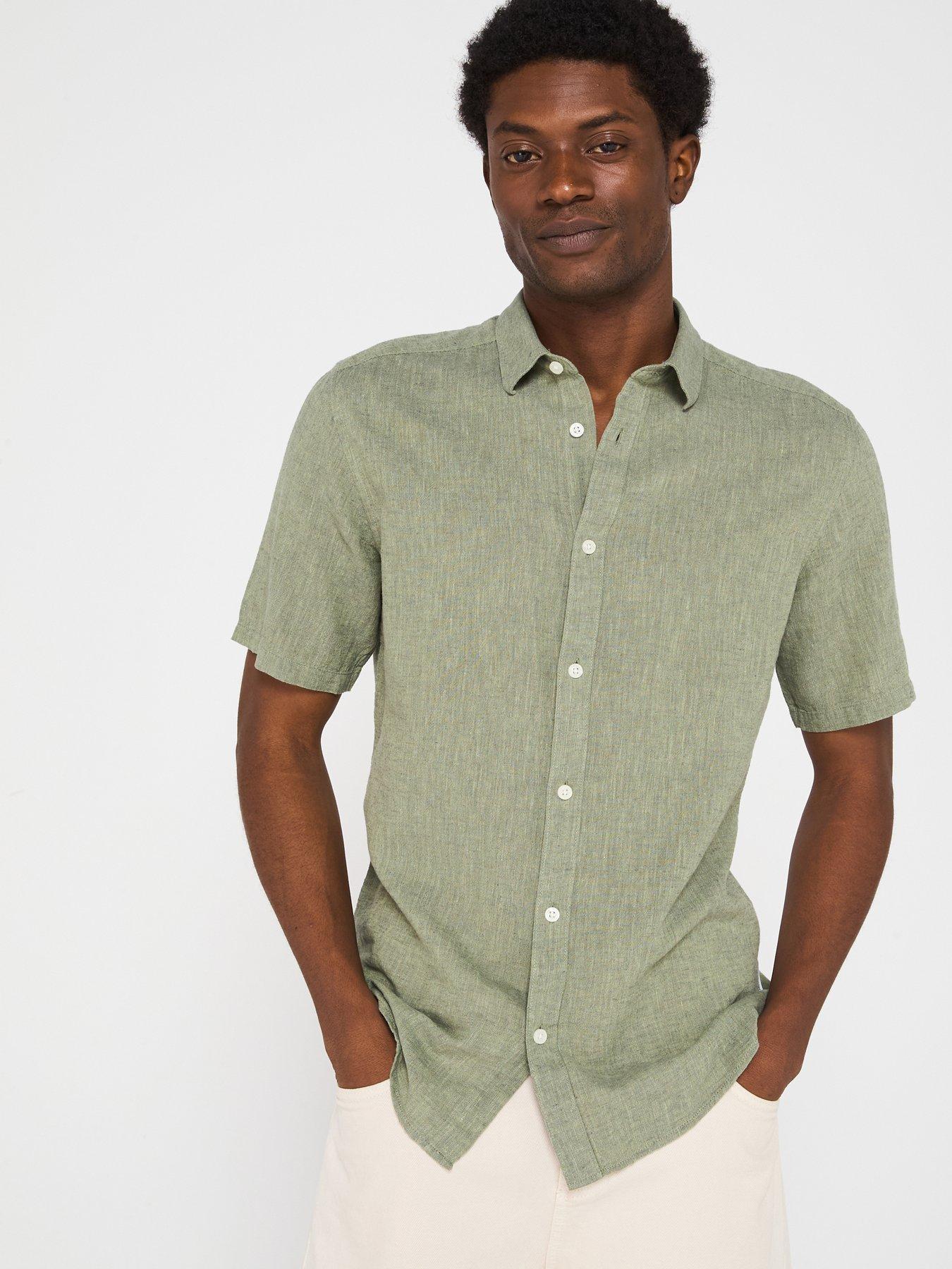 undefined Only  &  Sons Caiden Slim Fit Short Sleeve Linen Shirt