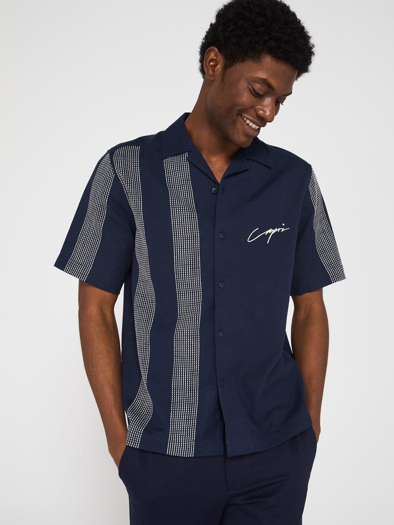 Image of ONLY & SONS Seio Embroidery Detailed Shirt - Dark Sapphire