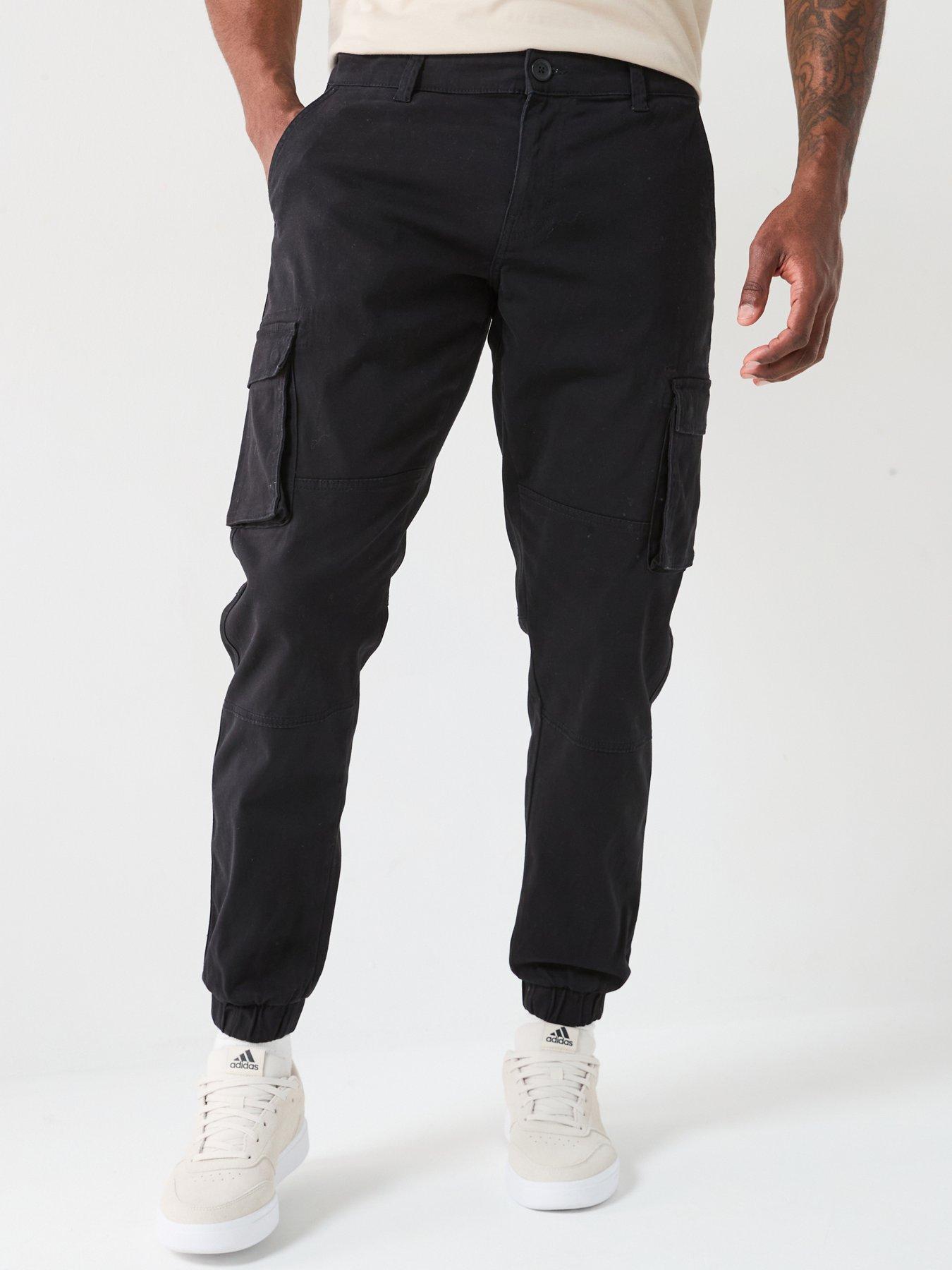 only-sons-cam-cuffed-cargo-trousers-black