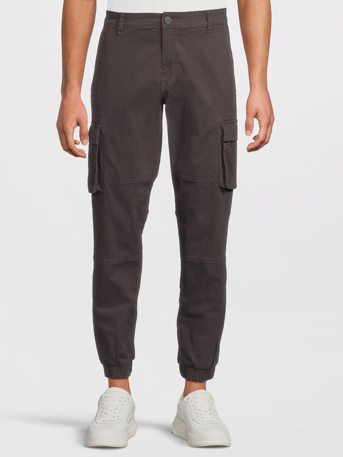 Image 1 of 5 of ONLY & SONS Cam Cuffed Cargo Trousers - Grey Pinstripe