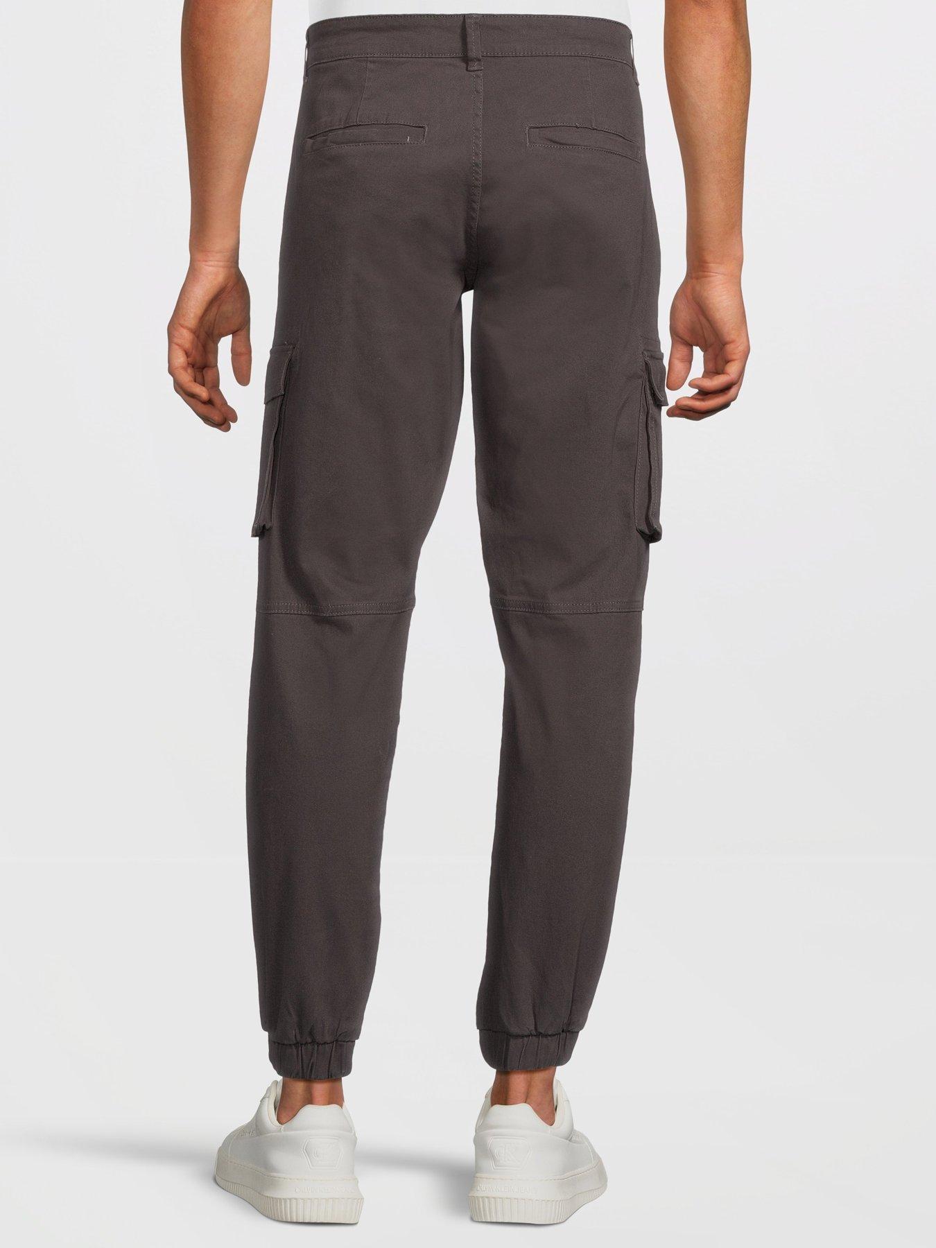 Image 2 of 5 of ONLY & SONS Cam Cuffed Cargo Trousers - Grey Pinstripe