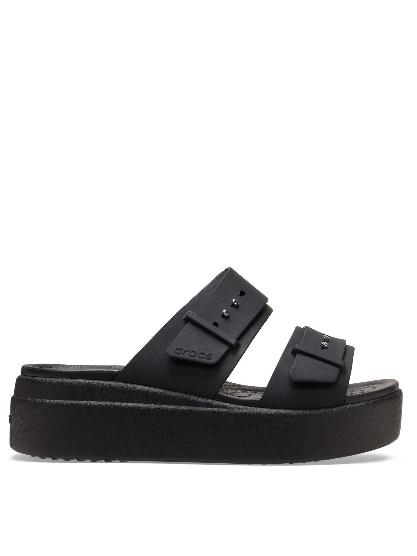 Crocs Brooklyn Buckle Low Wedge- Black