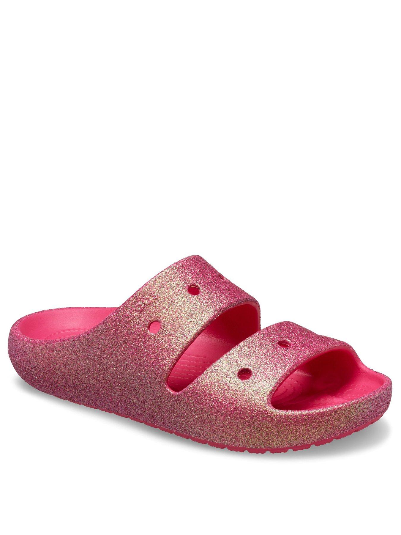 crocs-classic-iridescent-glitter-sandal-2-pinkstillFront