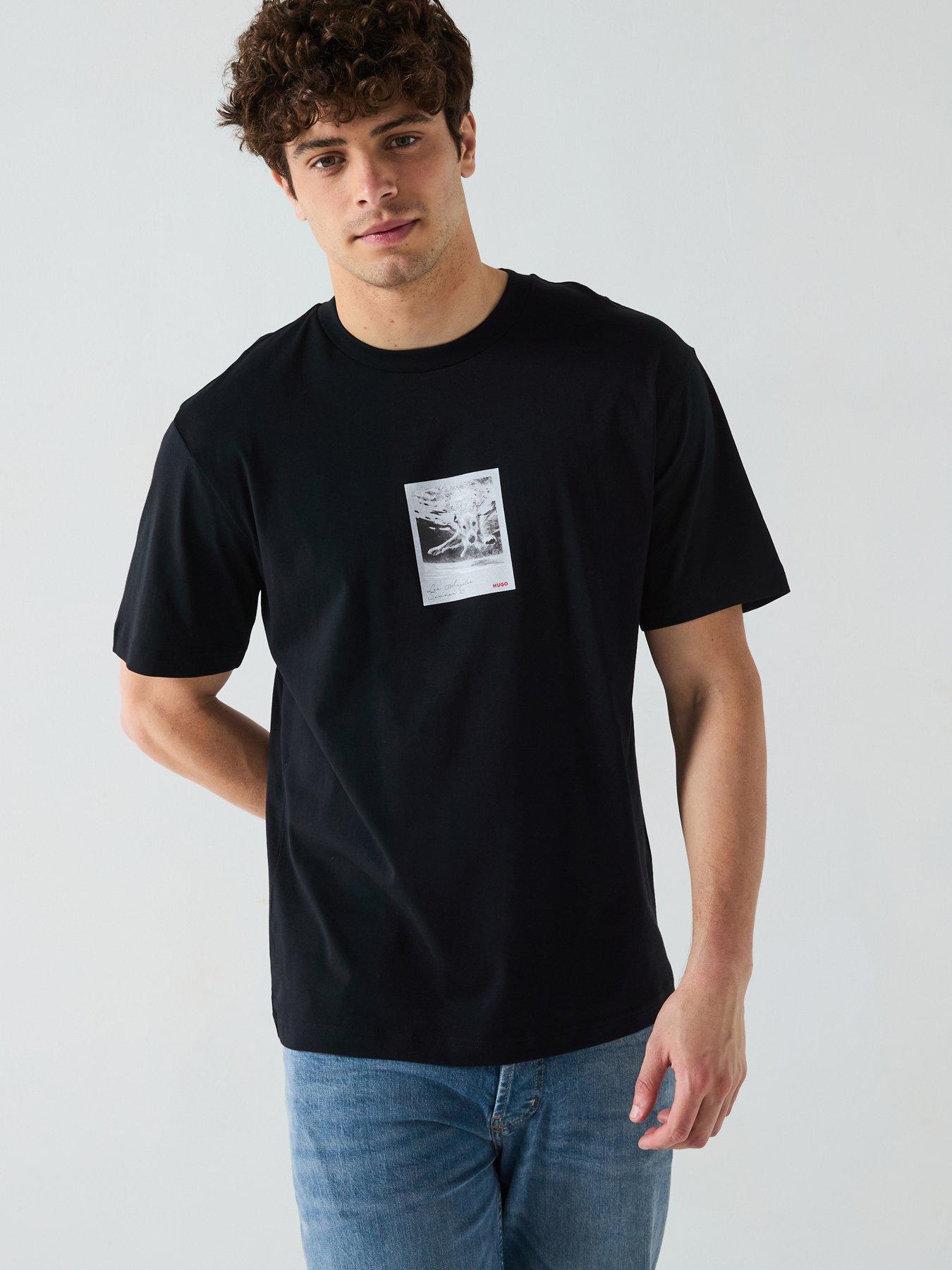Image 1 of 5 of HUGO Darthy Relaxed Dog Polaroid Print T-Shirt - Black