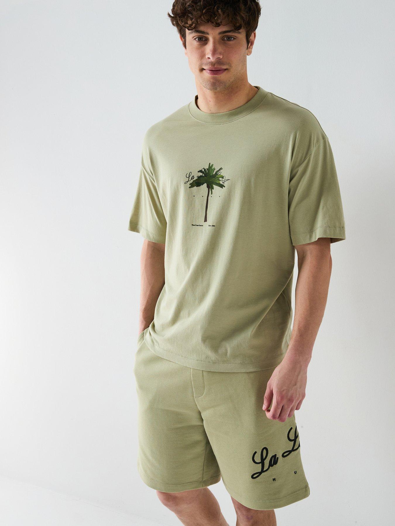 HUGO Duwom Relaxed Palm Tree T-Shirt - Open Green