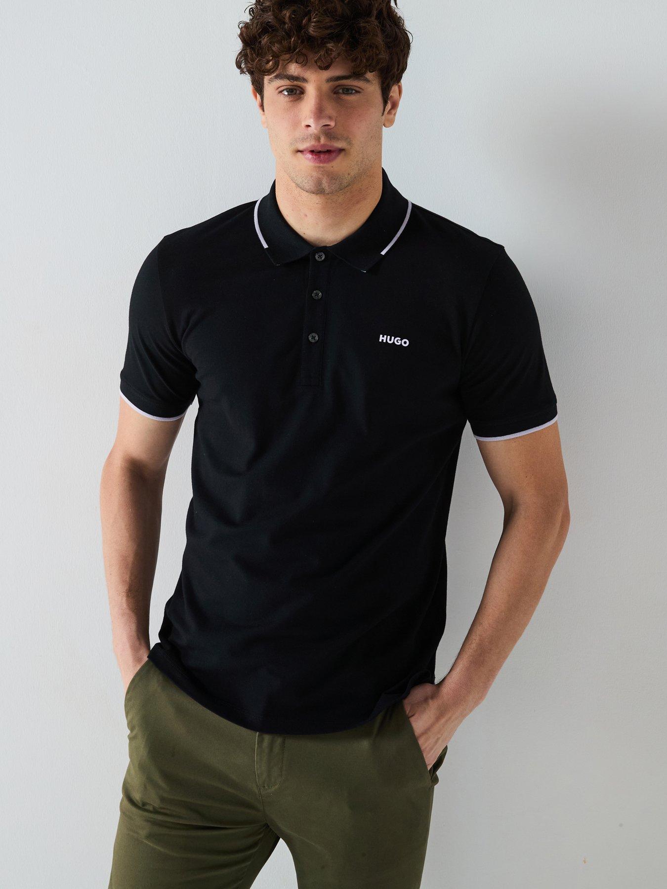 undefined Dinoso222 Slim Fit Left Chest Logo Tipping Polo Shirt - Black