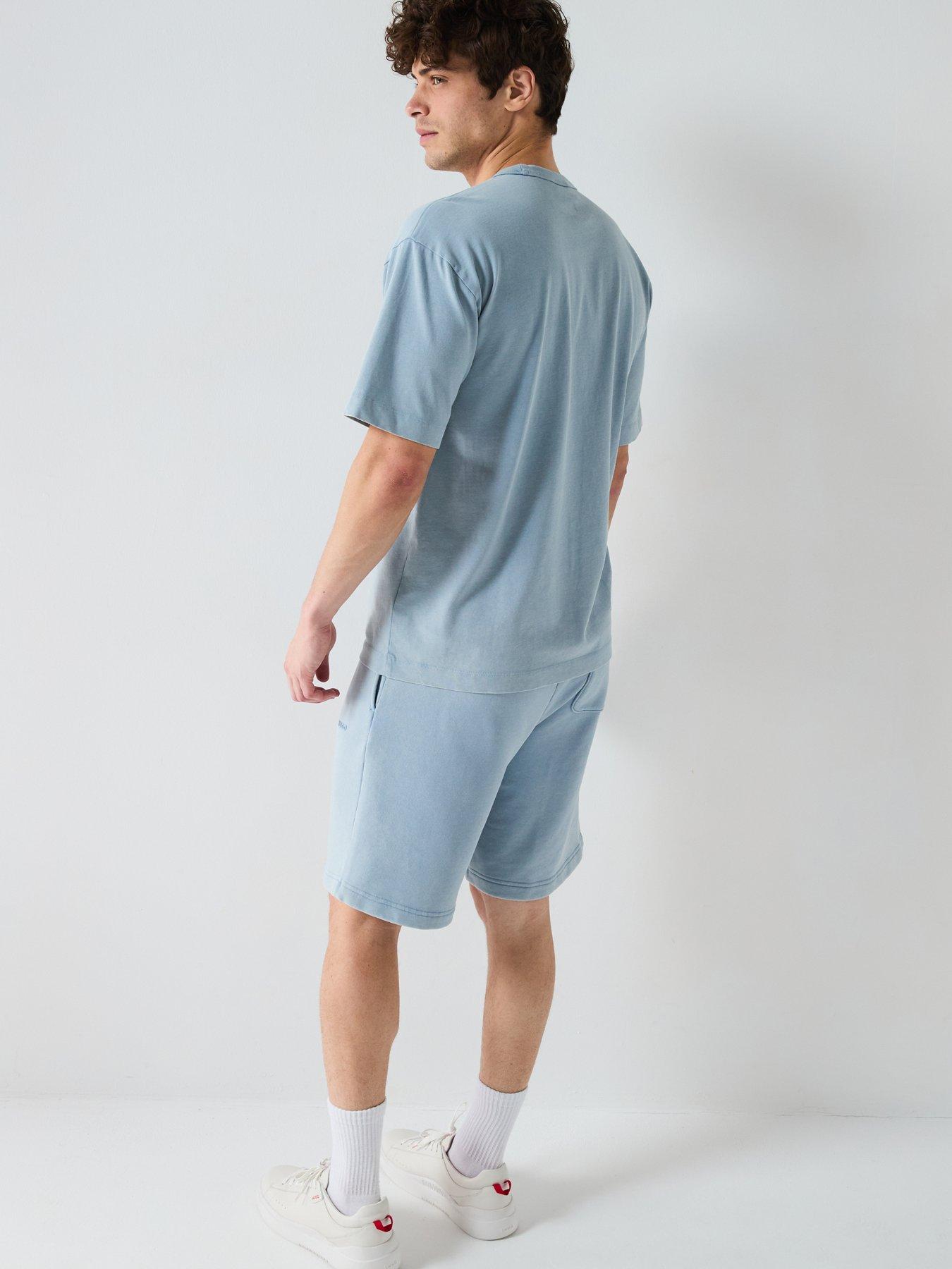 Image 5 of 6 of HUGO Dupaly Relaxed Washed Small Logo Jersey Shorts - Open Blue