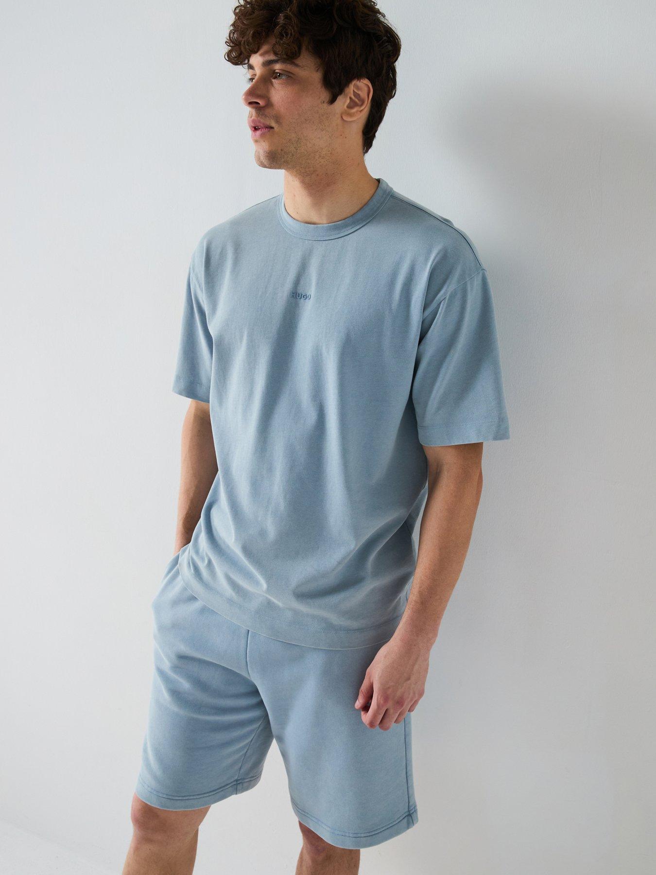 undefined Docku Relaxed Washed Centre Chest Logo T-Shirt-Blue - Open Blue