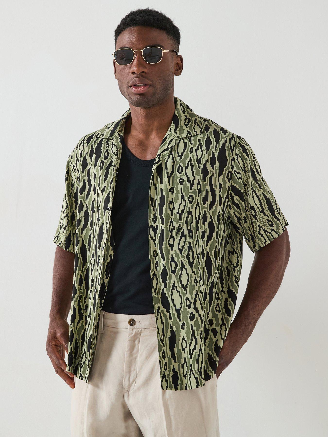 HUGO Espino Relaxed Digital Snake Print Shirt - Open Green
