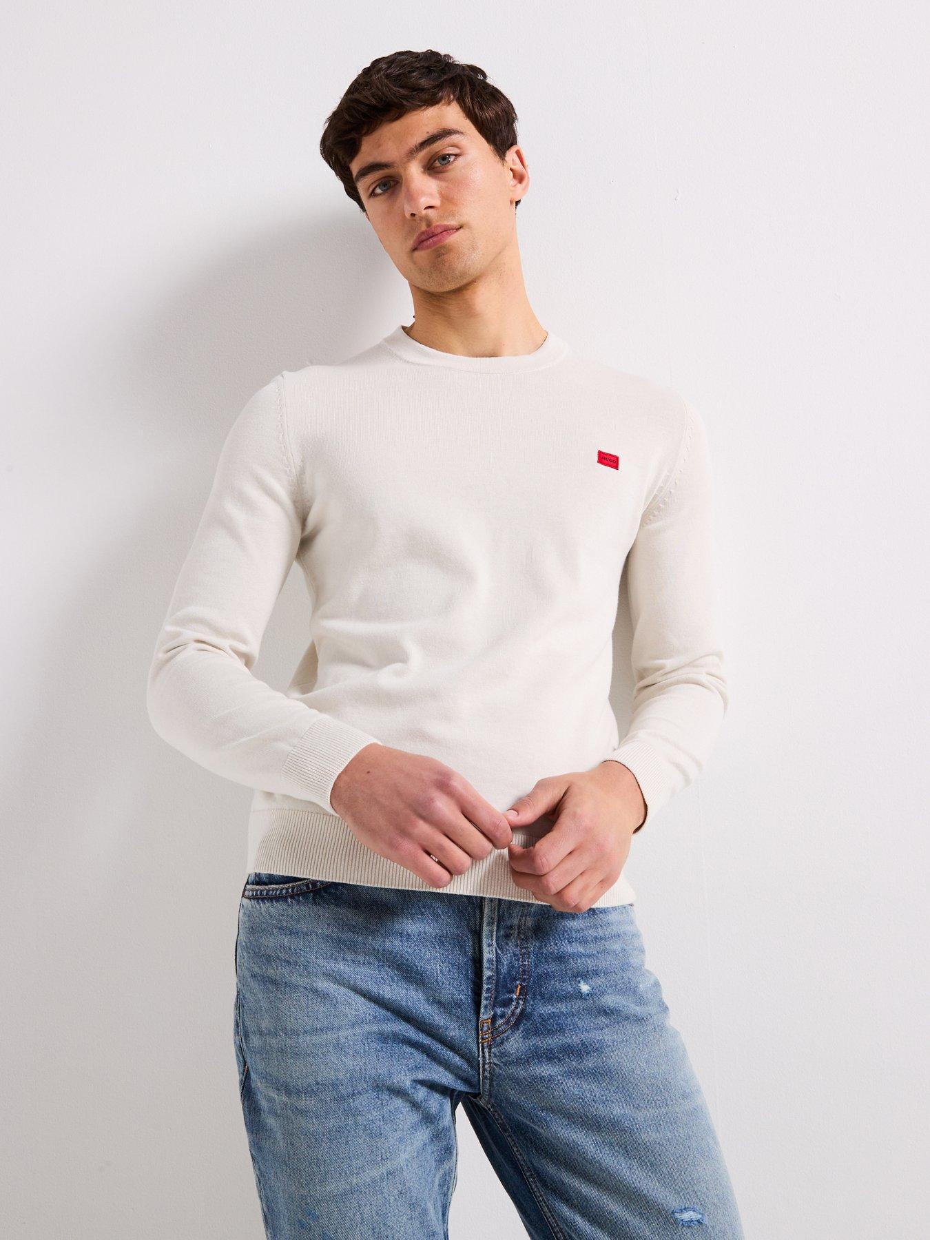 Image 1 of 4 of HUGO San Cassius-C1 Relaxed Fit Knitted Jumper- Natural