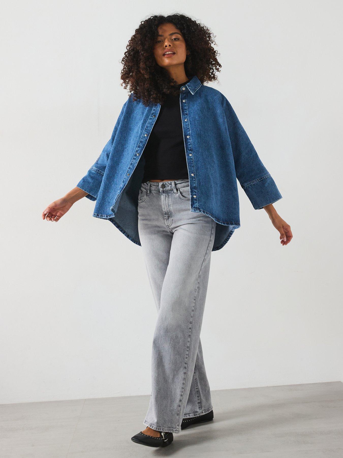 Image 5 of 6 of Only Cuff Detail 3/4 Sleeve Shirt - Blue