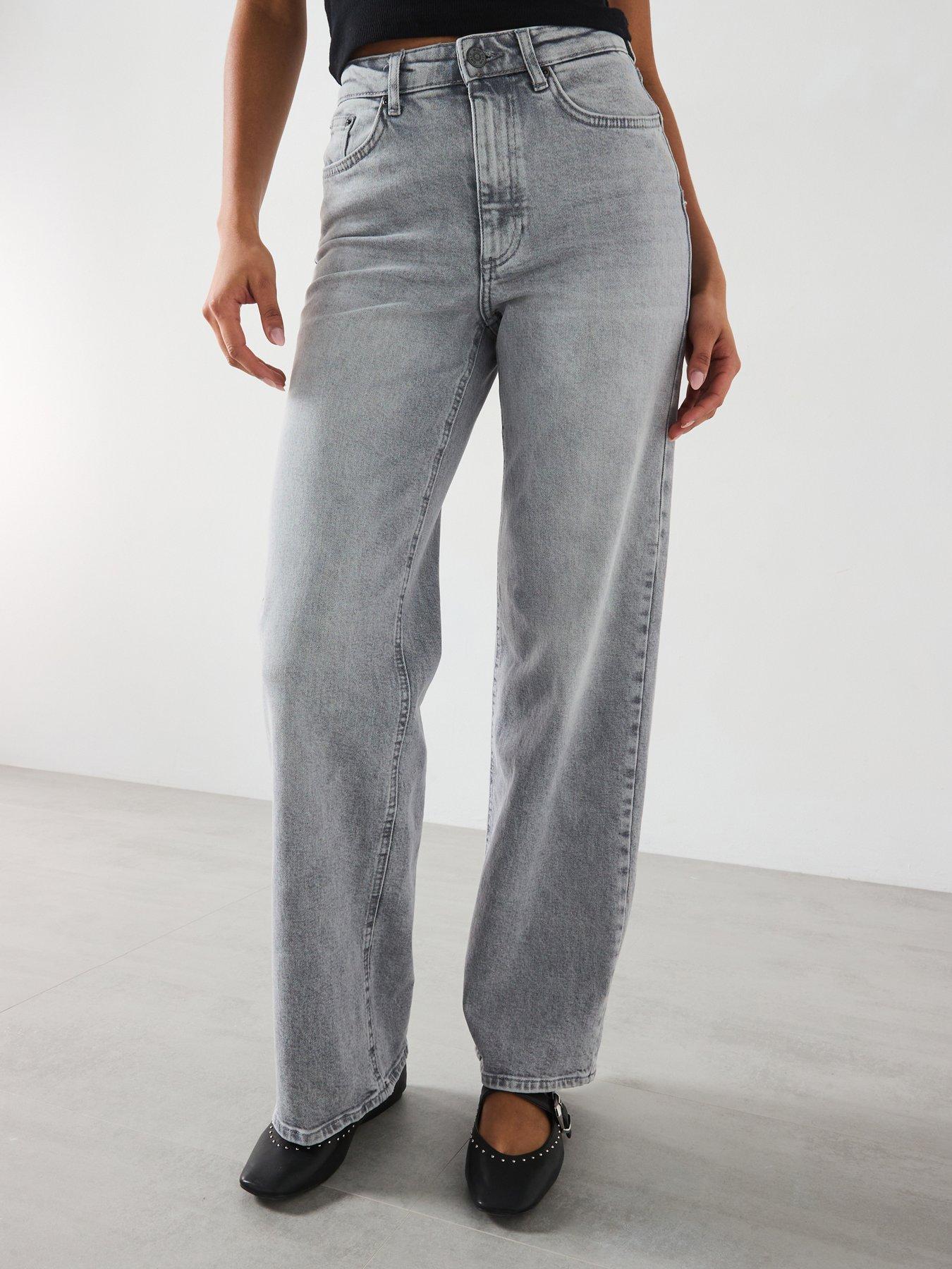Only High Waist Wide Leg Comfort Stretch Jean - Medium Grey