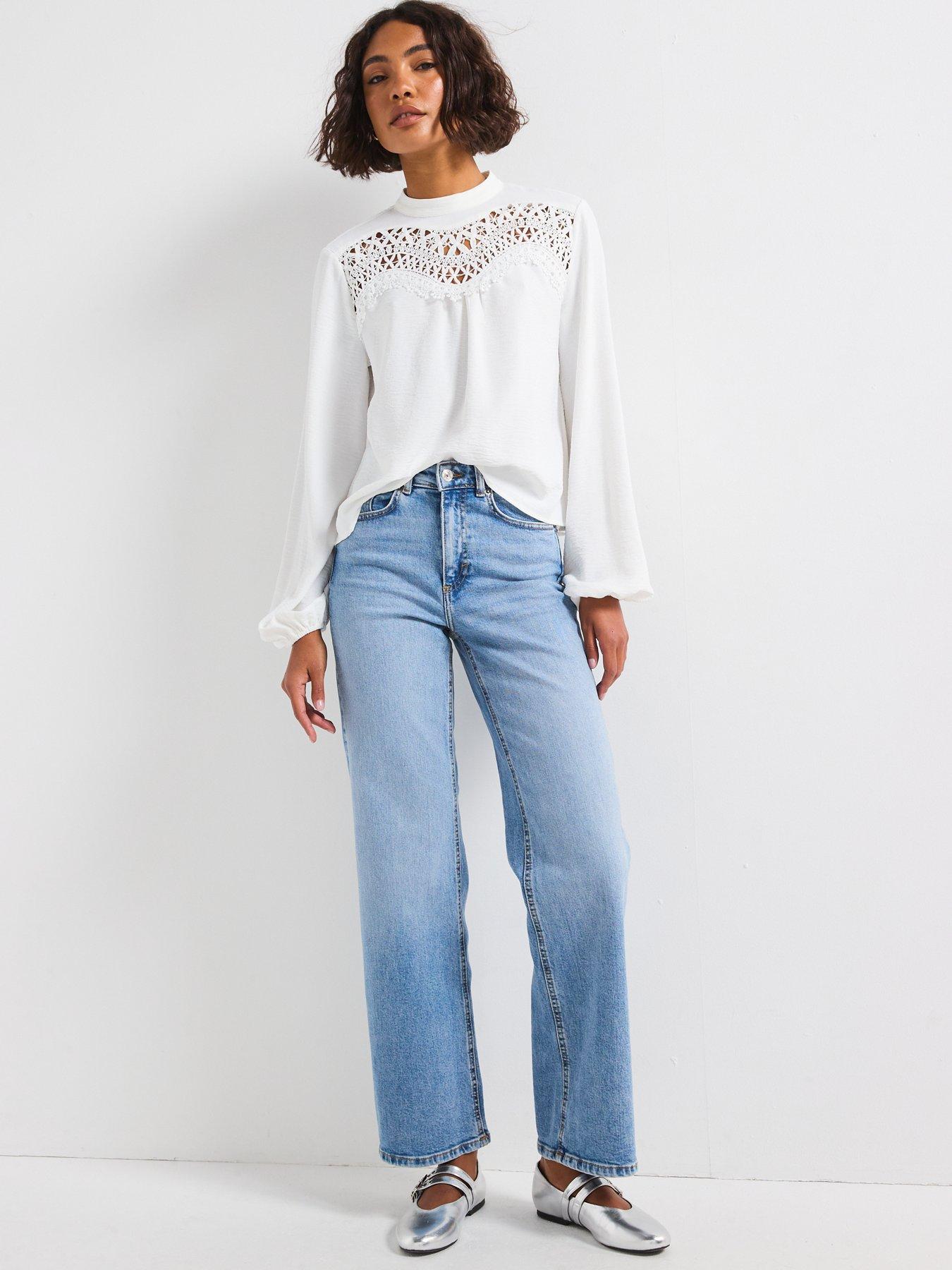 Image 3 of 5 of Only High Waist Wide Leg Jean - Medium Blue
