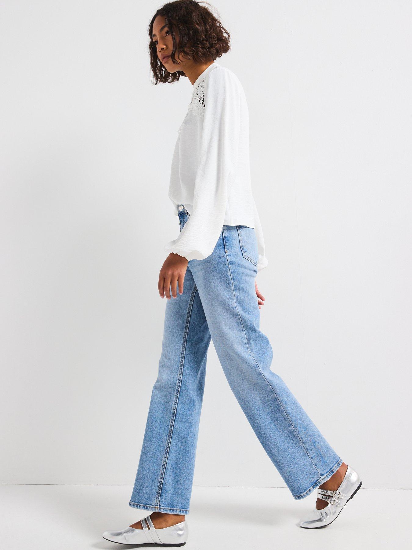 Image 5 of 5 of Only High Waist Wide Leg Jean - Medium Blue