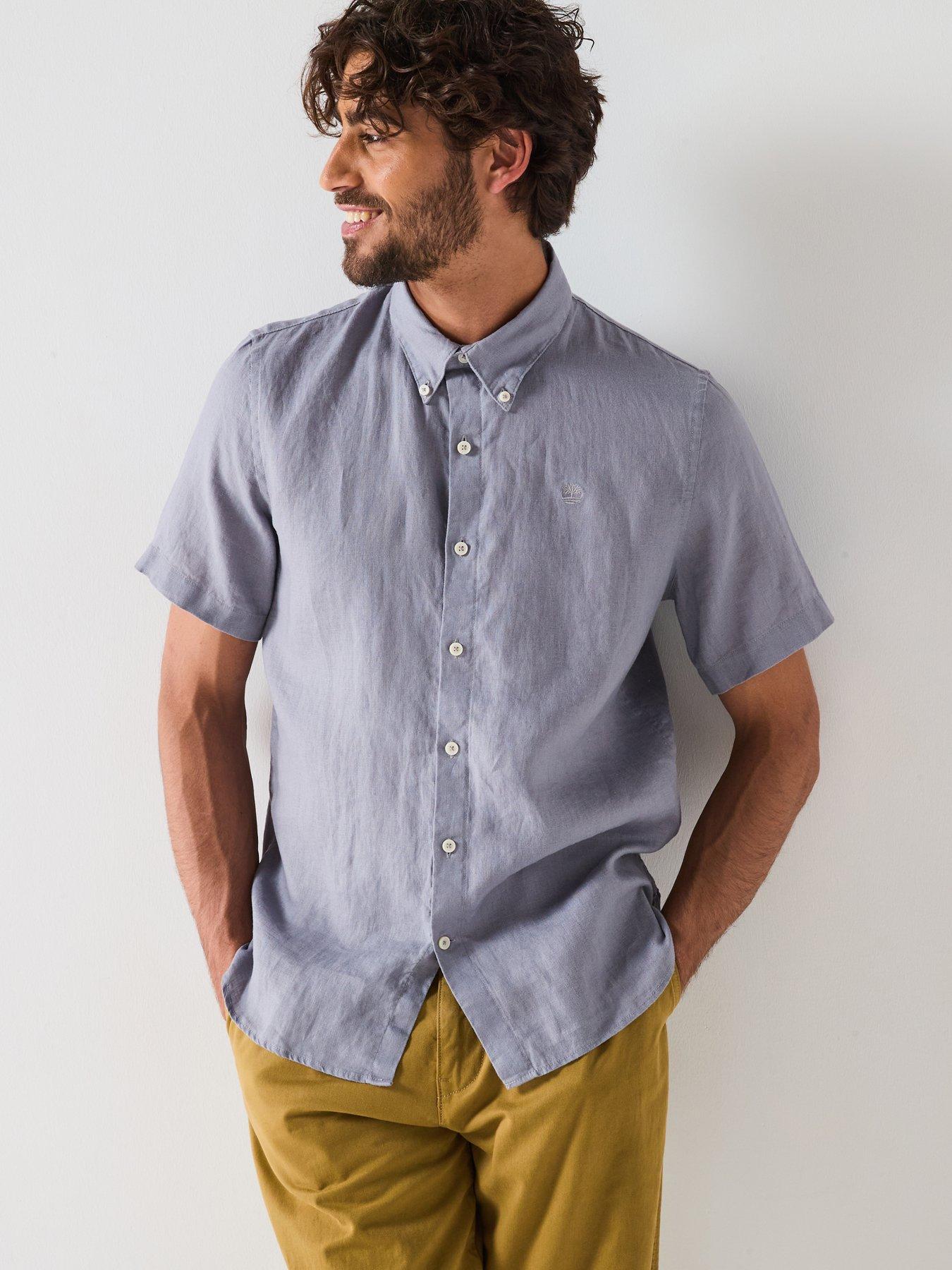 Timberland Mill Brook Linen Short Sleeve Shirt - Blue