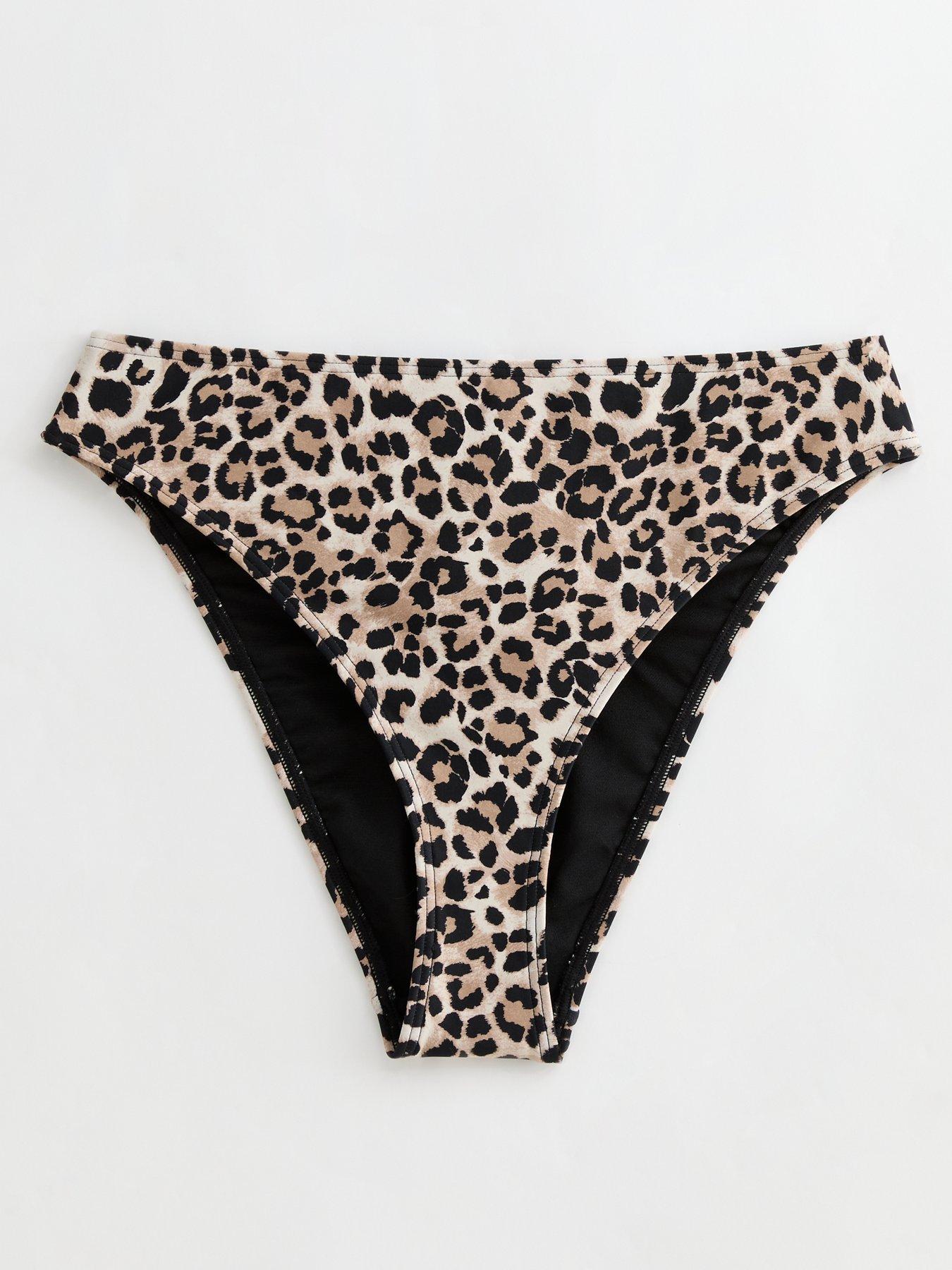Image 5 of 5 of New Look Brown Leopard Print High Rise Bikini Bottoms
