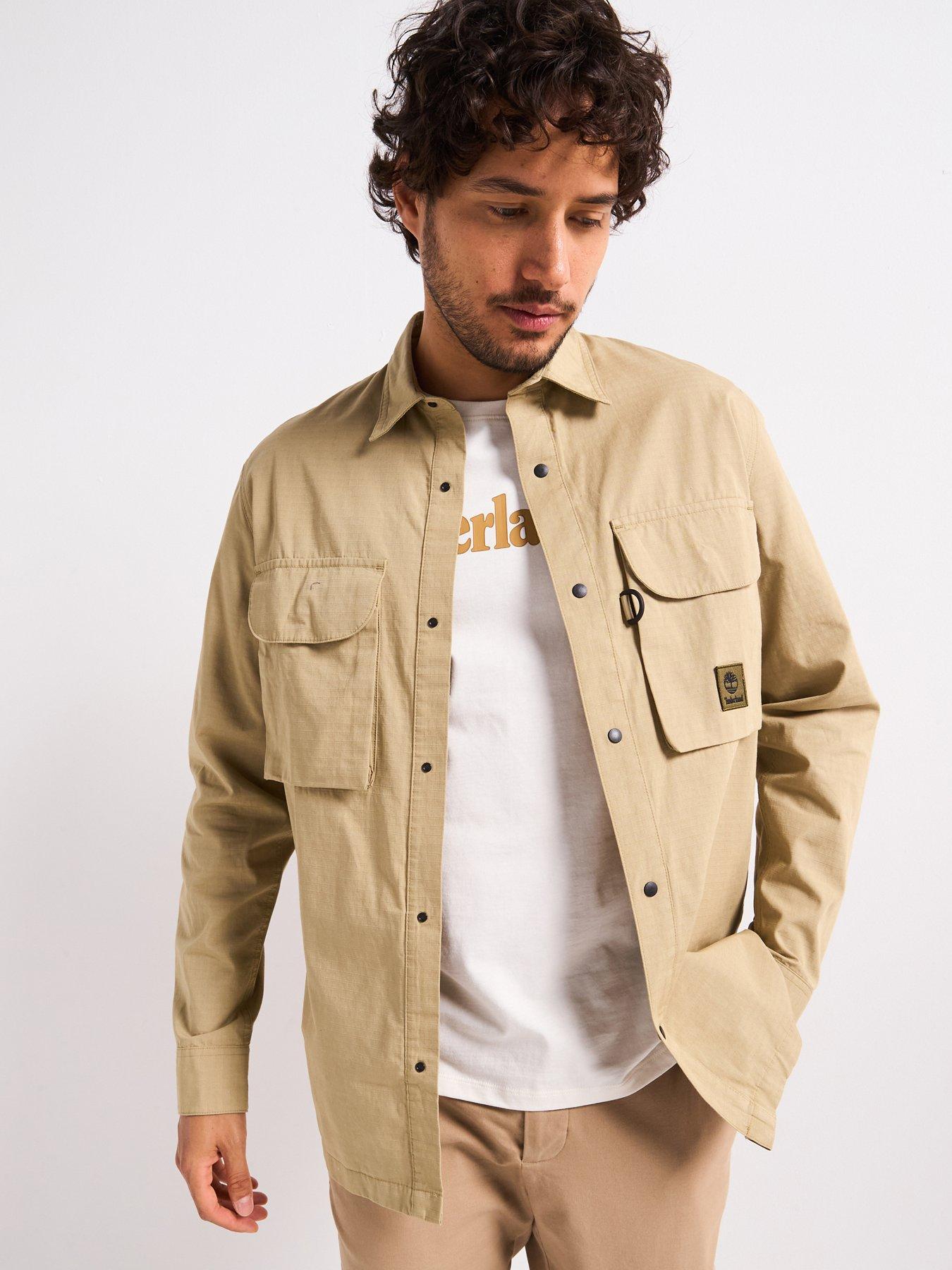 Image of Timberland Relaxed Fit Utility Overshirt - Light Green