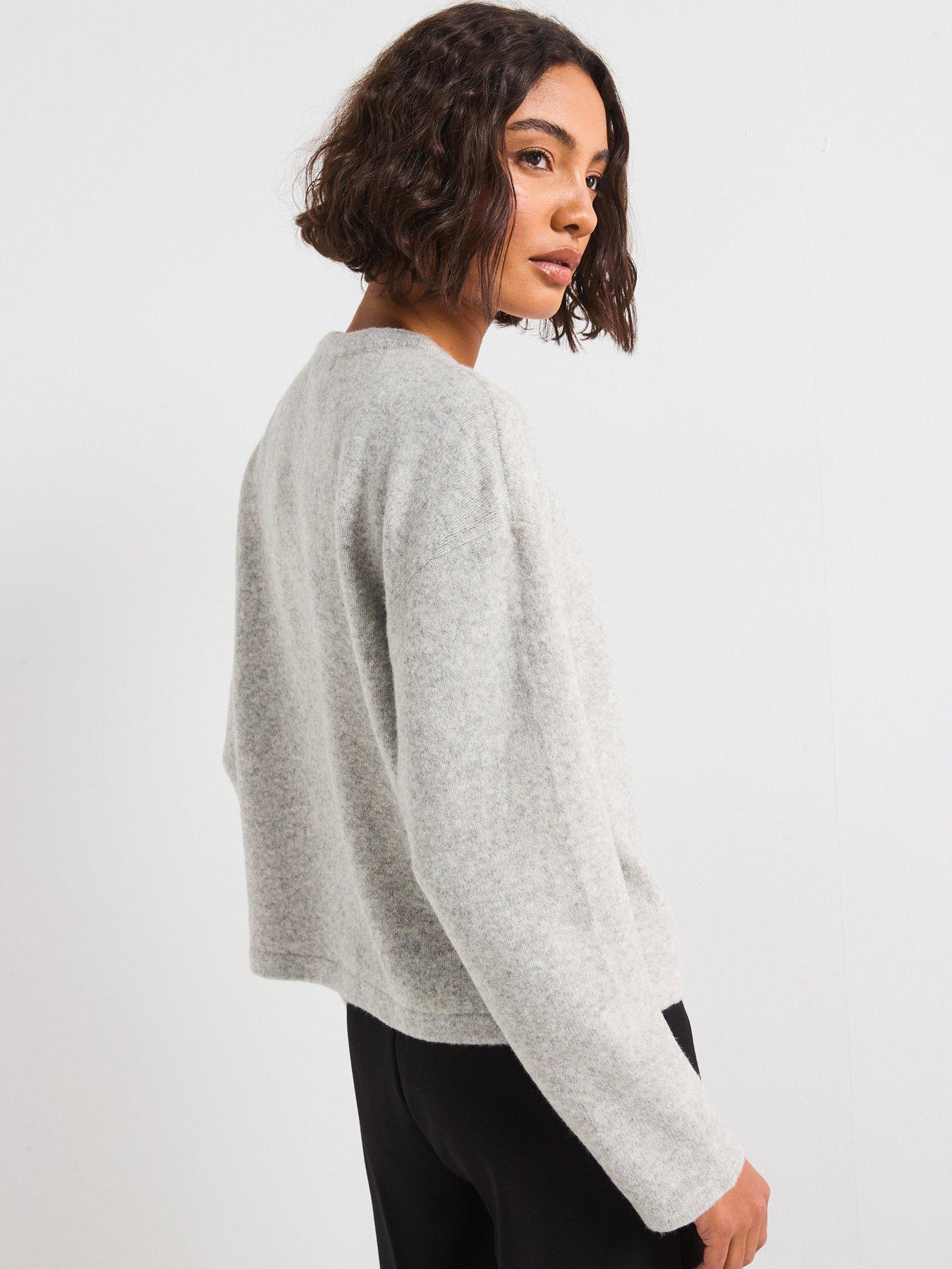 Image 2 of 6 of JDY Long Sleeve One Button Knitted Cardigan - Light Grey