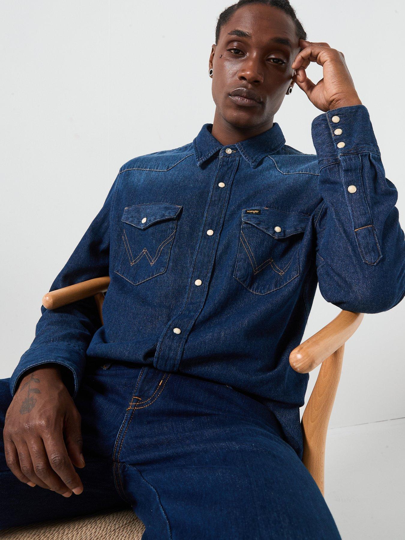 wrangler-27mw-long-sleeve-denim-shirt-dark-bluedetail