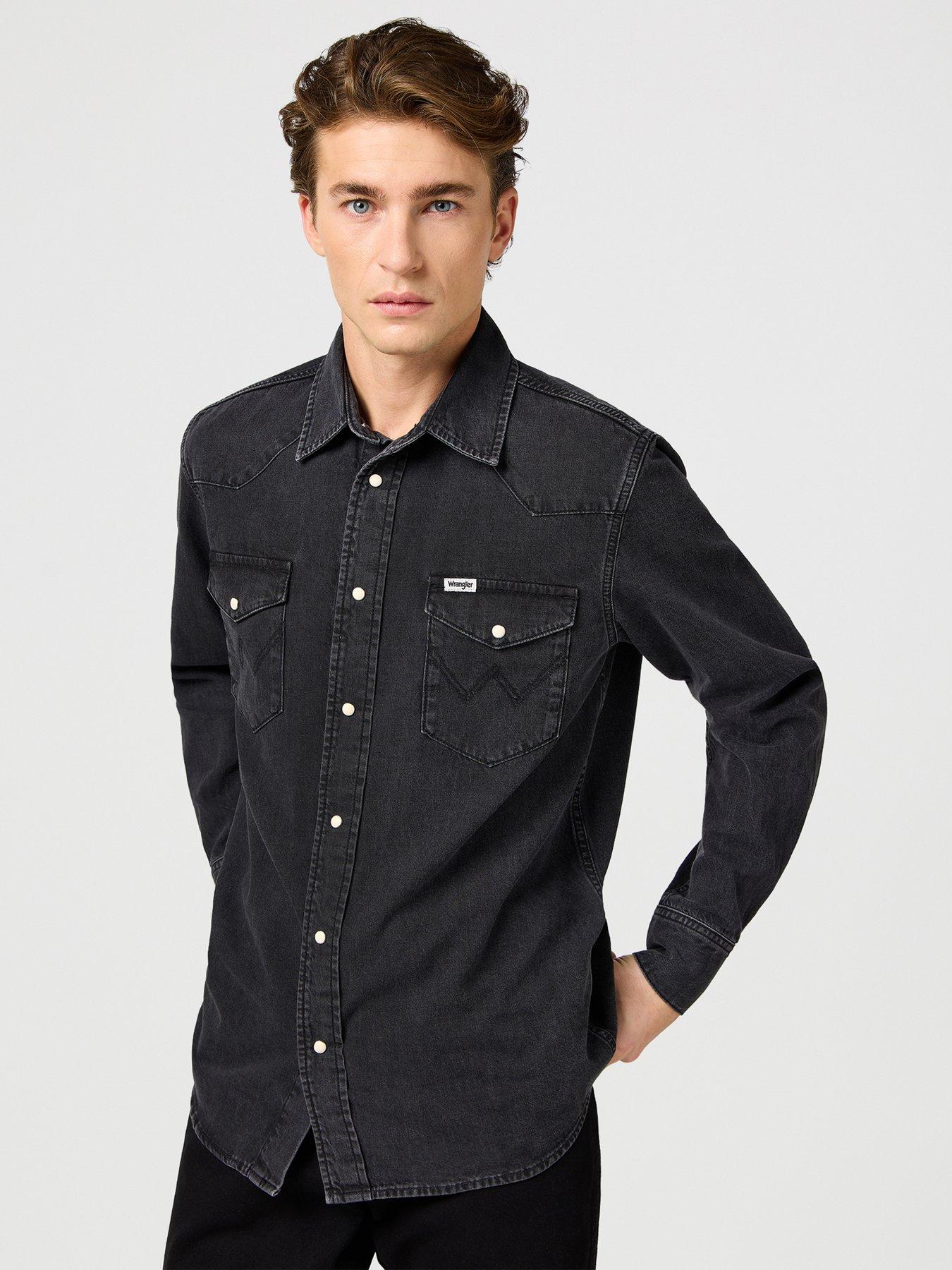 wrangler-wrangler-long-sleeve-western-denim-shirt--black