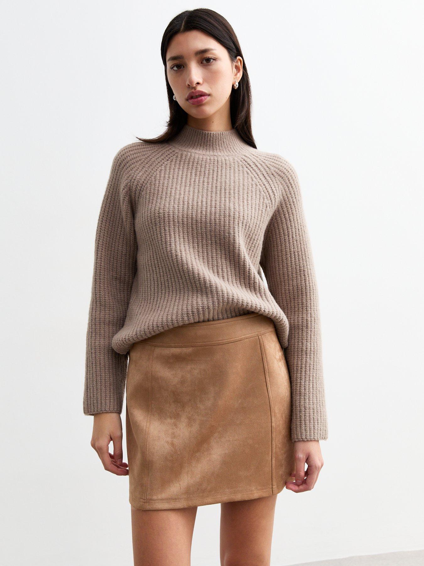 new-look-faux-suede-mini-skirt-camelfront