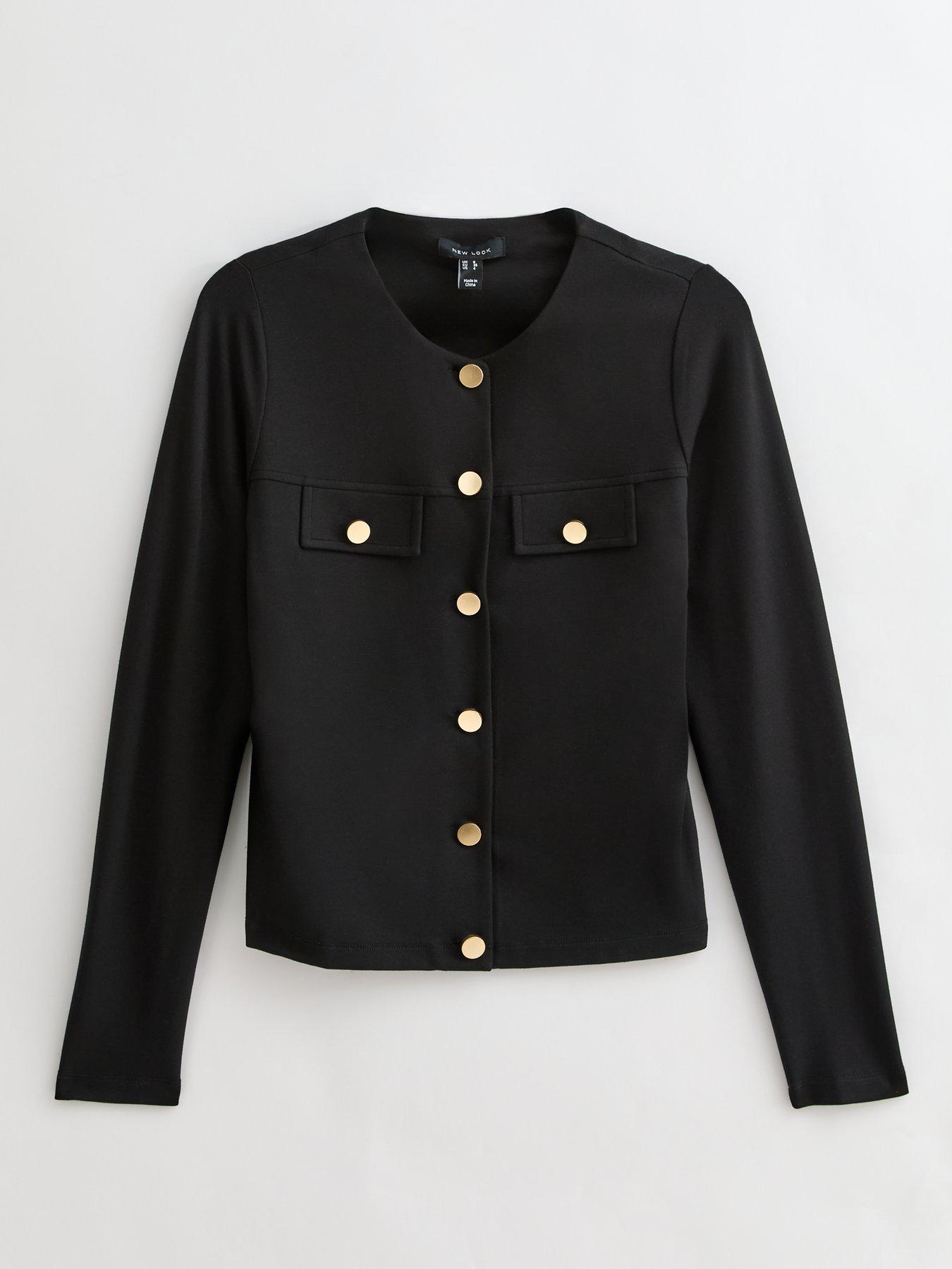 new-look-black-ponte-buttoned-cardigandetail