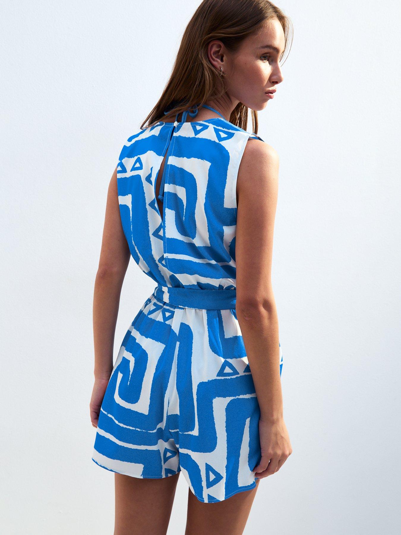 Image 2 of 5 of New Look Swirl Playsuit - Blue