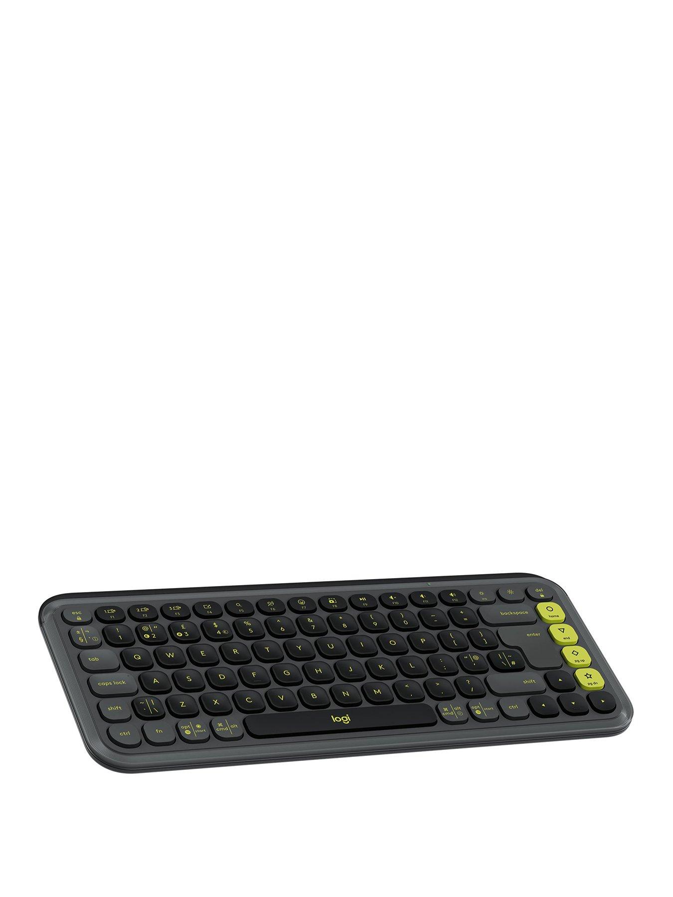 Image of Logitech POP ICON KEYS Wireless Bluetooth Keyboard for Laptop, Tablet, PC - ch Graphite and Green