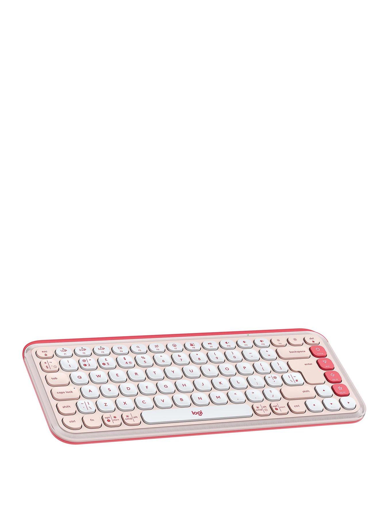 Image of Logitech POP ICON KEYS Wireless Bluetooth Keyboard for Laptop, Tablet, PC – Off-Rose And Off-White