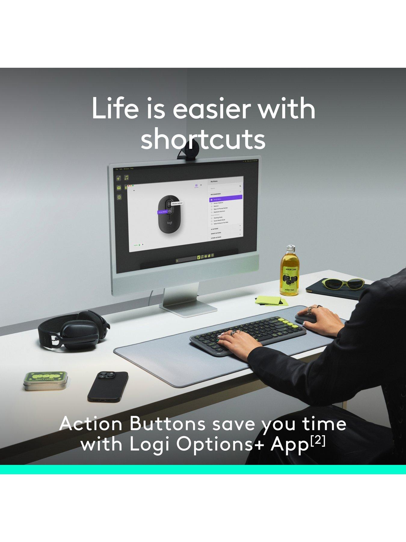 Image 4 of 7 of Logitech Logitech Pop Portable Wireless Bluetooth Mouse With Programmable Buttons And Quiet Clicks - Graphite