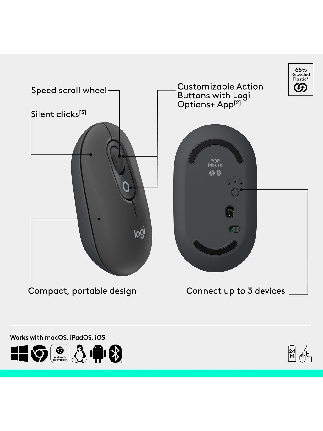 Image 6 of 7 of Logitech Logitech Pop Portable Wireless Bluetooth Mouse With Programmable Buttons And Quiet Clicks - Graphite