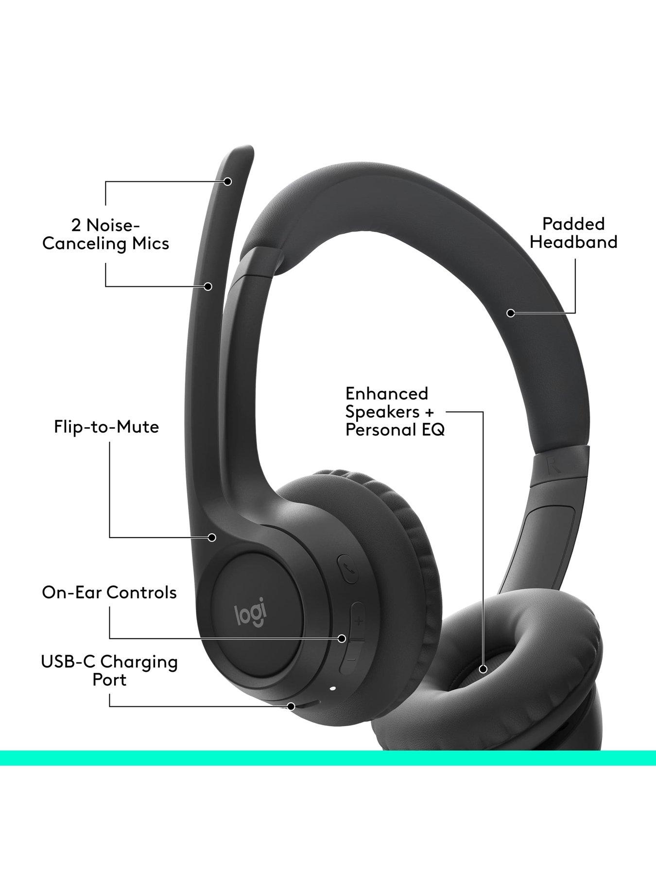 Image 6 of 8 of Logitech Logitech Zone 300 Wireless Bluetooth Headset With Noise-Cancelling Microphone, Compatible With Windows, Mac, Chrome, Linux, Ios, Android-Black