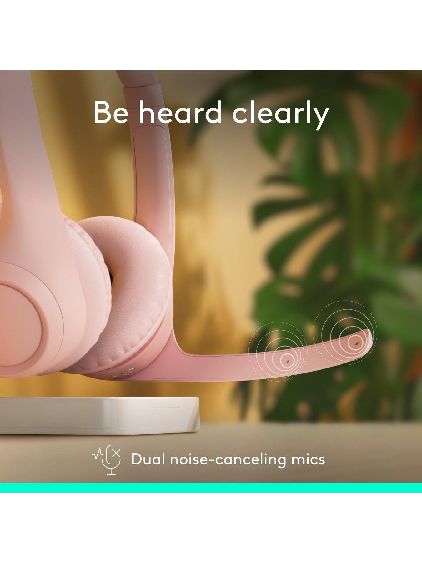 Image 2 of 8 of Logitech Logitech Zone 300 Wireless Bluetooth Headset With Noise-Cancelling Microphone, Compatible With Windows, Mac, Chrome, Linux, Ios, Android-Rose
