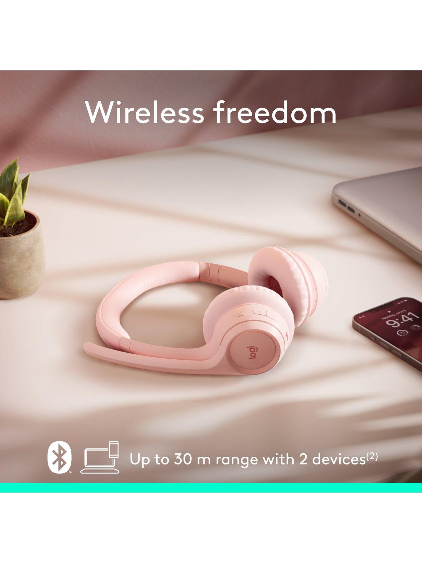 Image 4 of 8 of Logitech Logitech Zone 300 Wireless Bluetooth Headset With Noise-Cancelling Microphone, Compatible With Windows, Mac, Chrome, Linux, Ios, Android-Rose