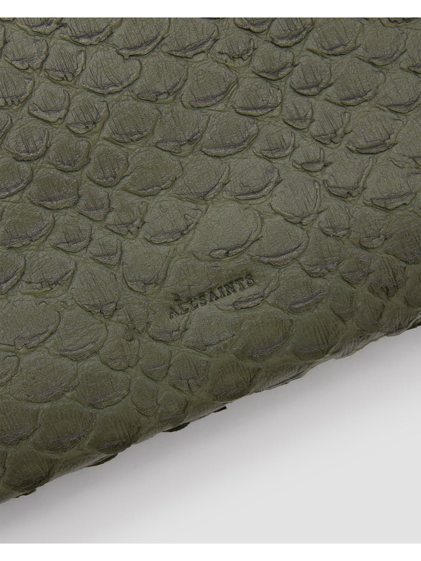 allsaints-bettina-snake-clutch-dark-greenoutfit