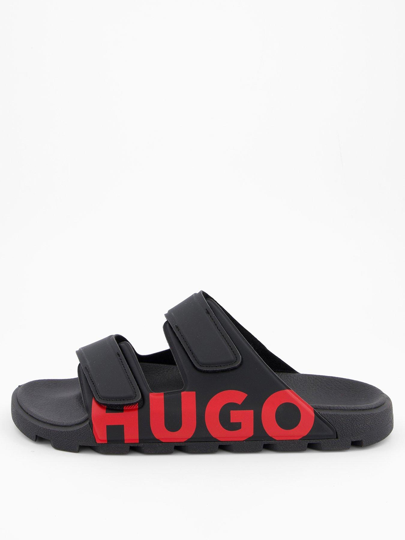 Image 2 of 6 of HUGO Men's Evander Two Strap Logo Sandals - Black